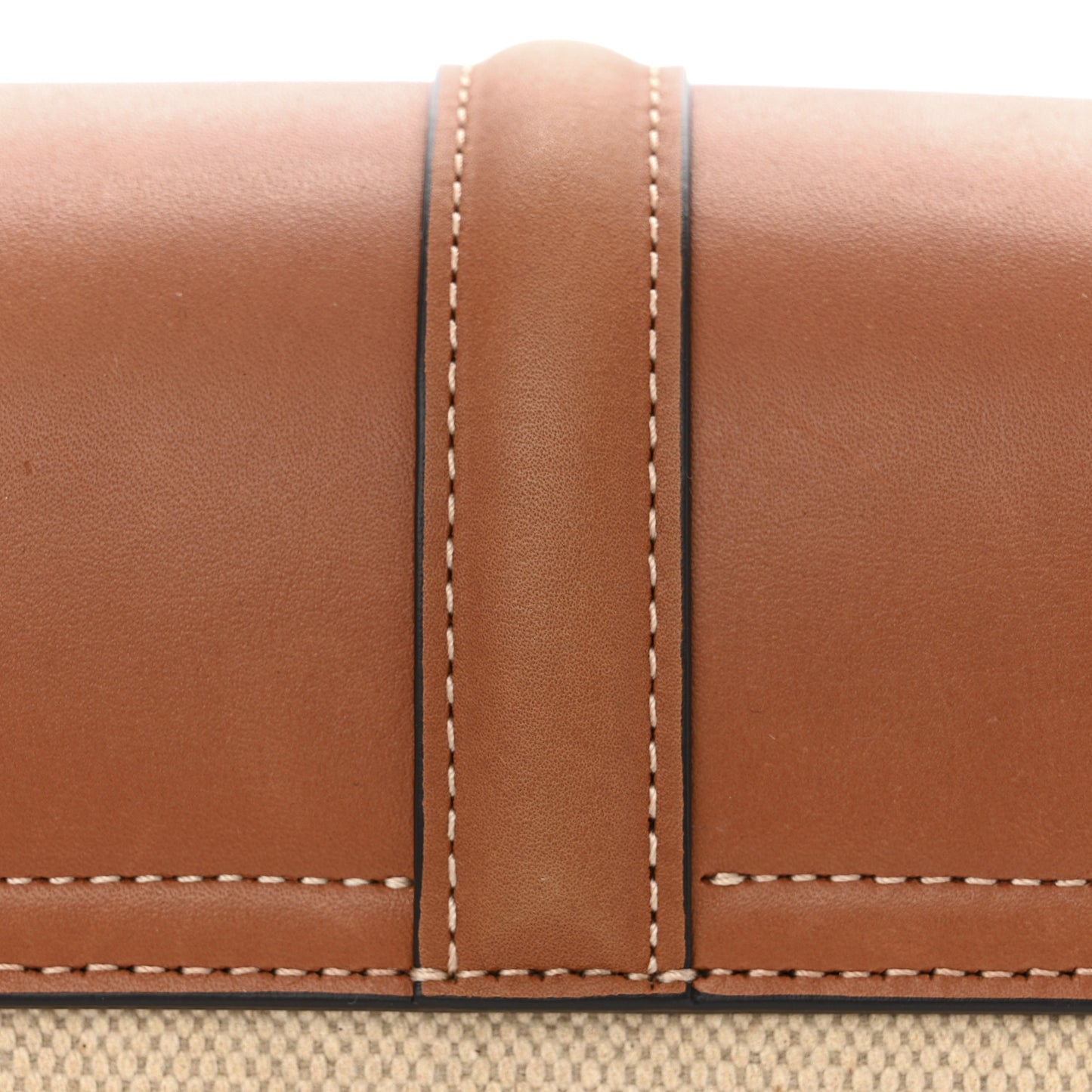 Canvas Calfskin Small 16 Top Handle Bag Natural Tan