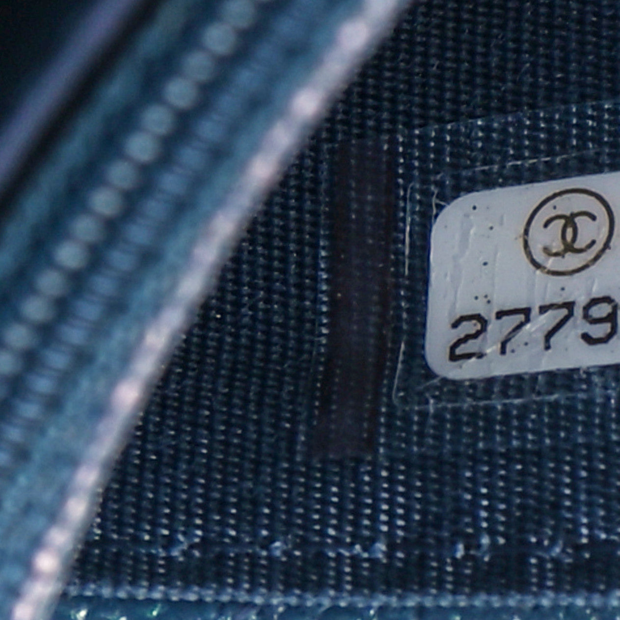 Iridescent Caviar Quilted Wallet On Chain WOC Dark Blue