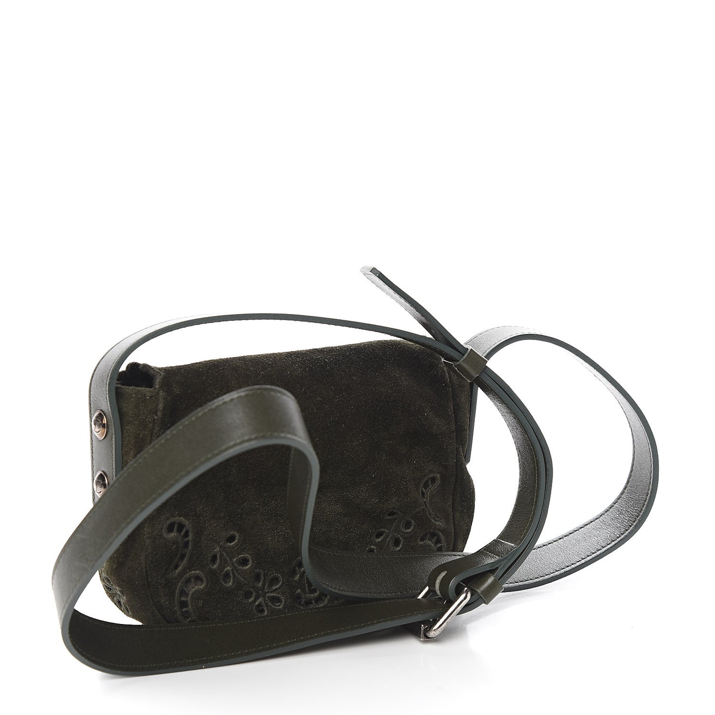 Suede Embroidered Flap Dark Green
