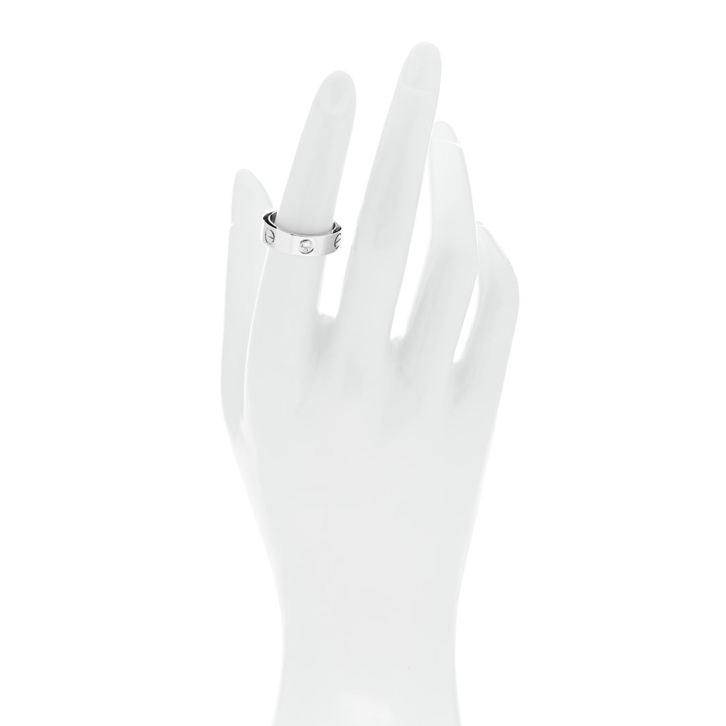 18K White Gold 3 Diamond 5.5mm LOVE Ring 52 6