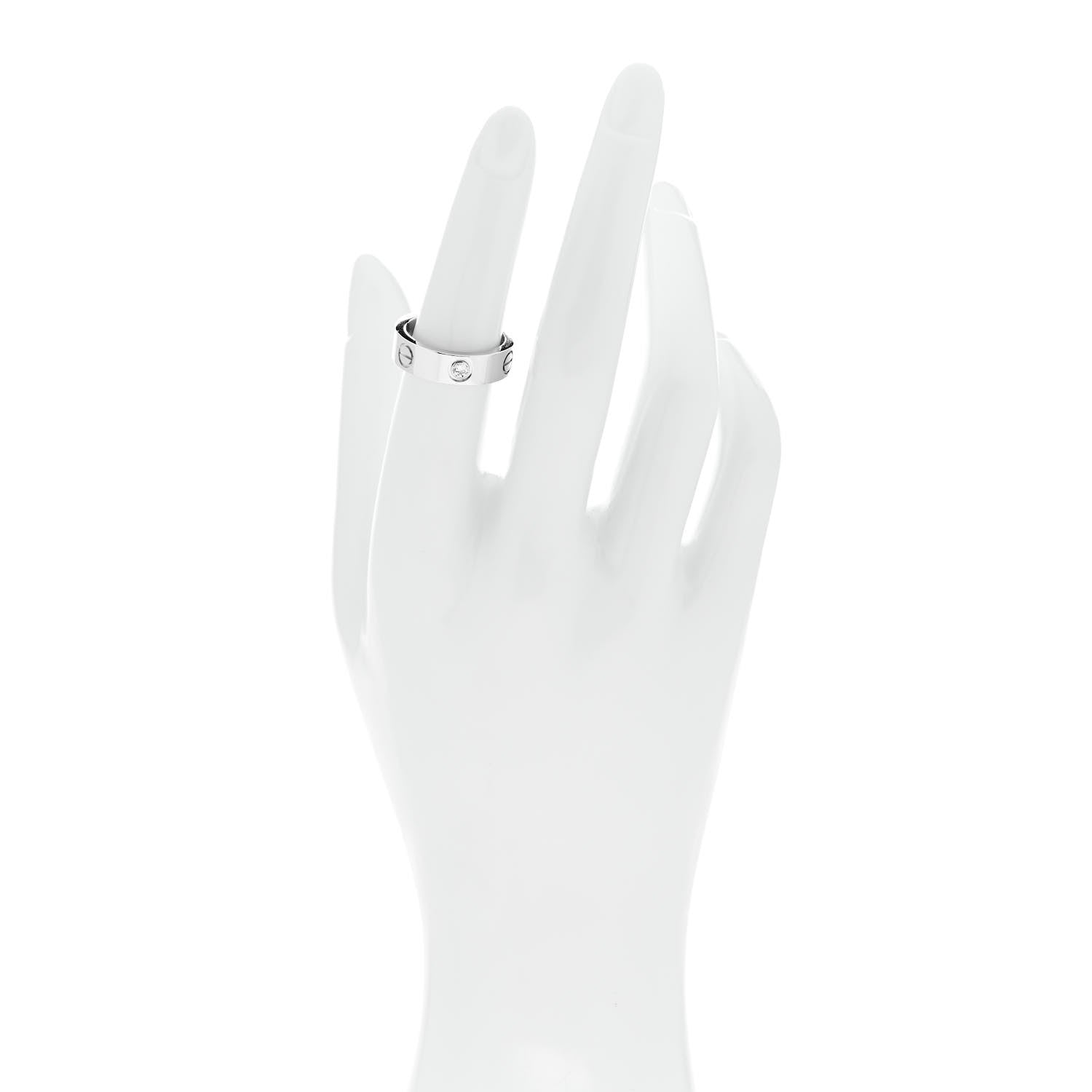 Cartier 18K White Gold 3 Diamond 5.5mm LOVE Ring 52 6 2 of 4