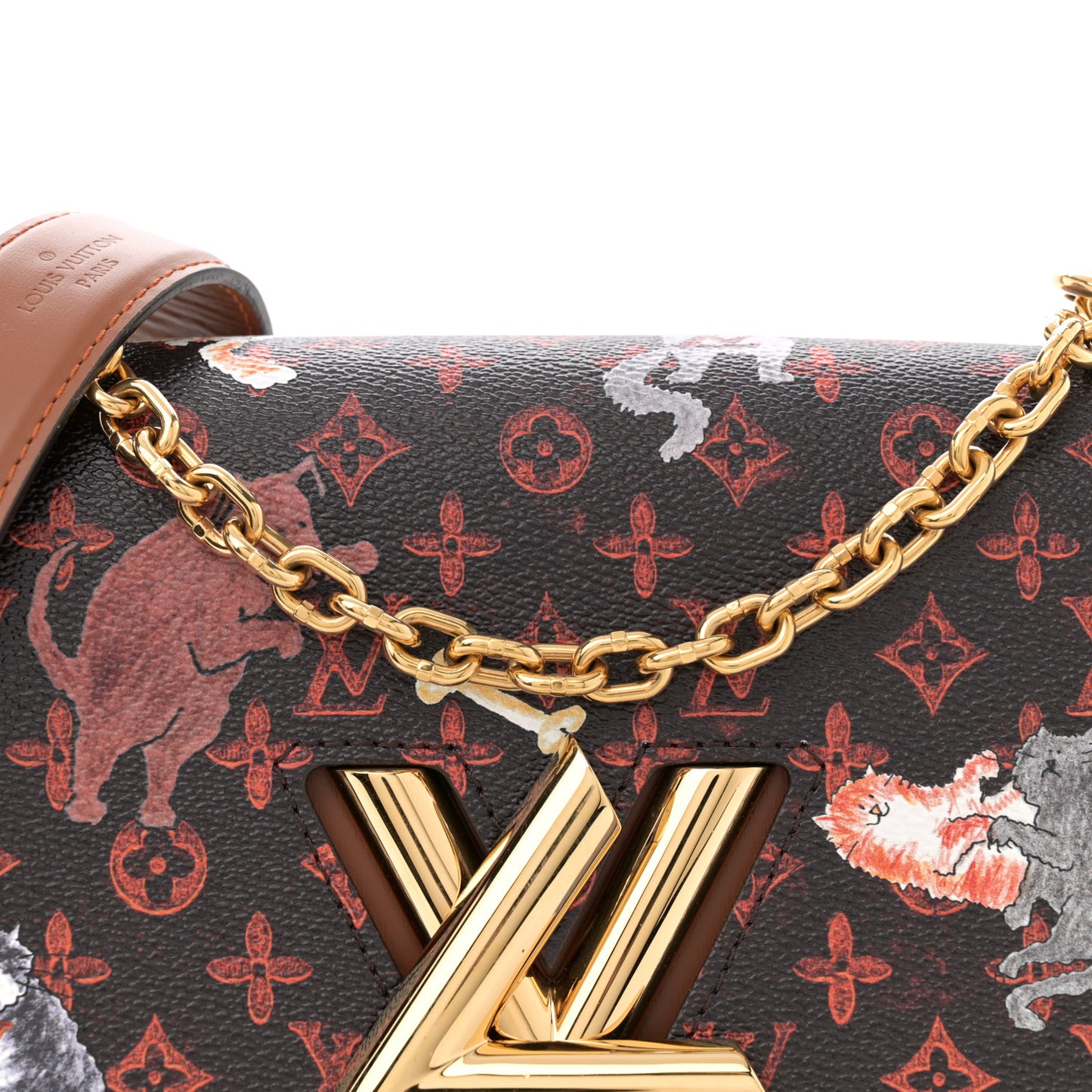 Calfskin Catogram Twist Shoulder Bag MM Marron