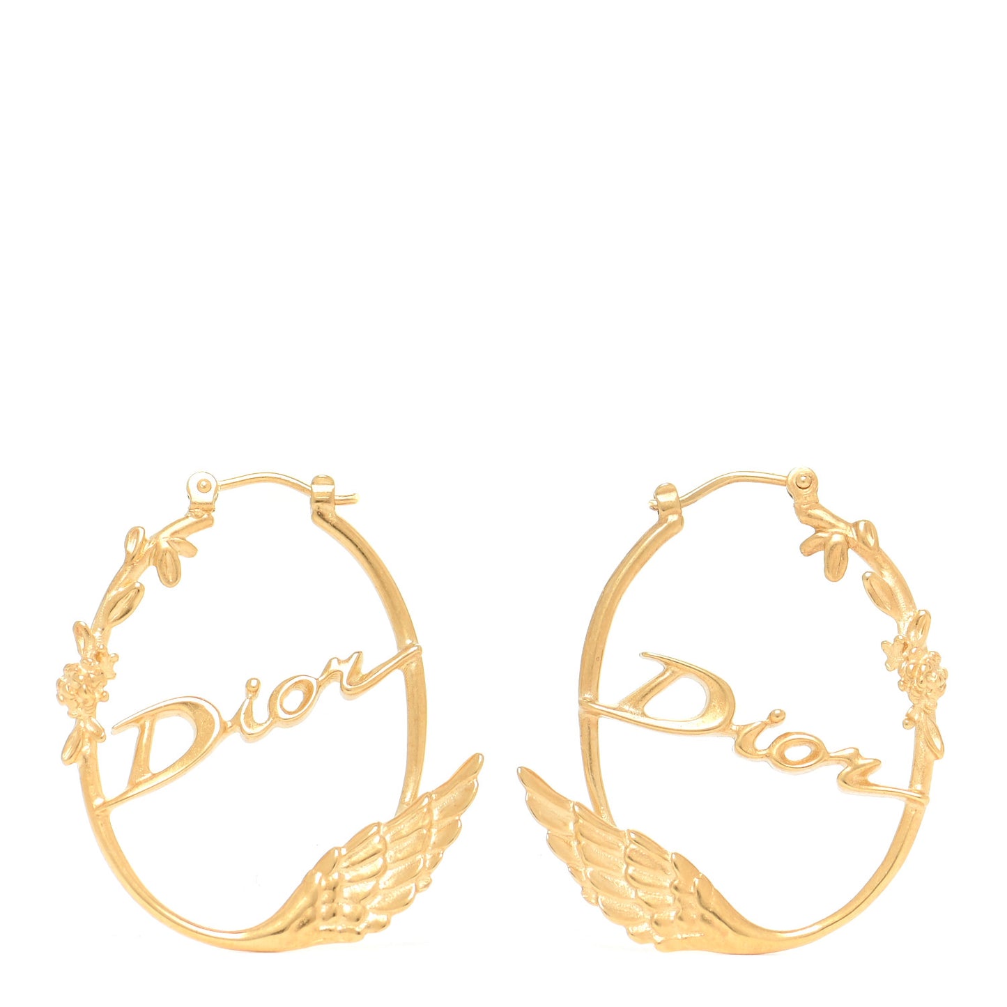 Metal Script Hoop Earrings Gold