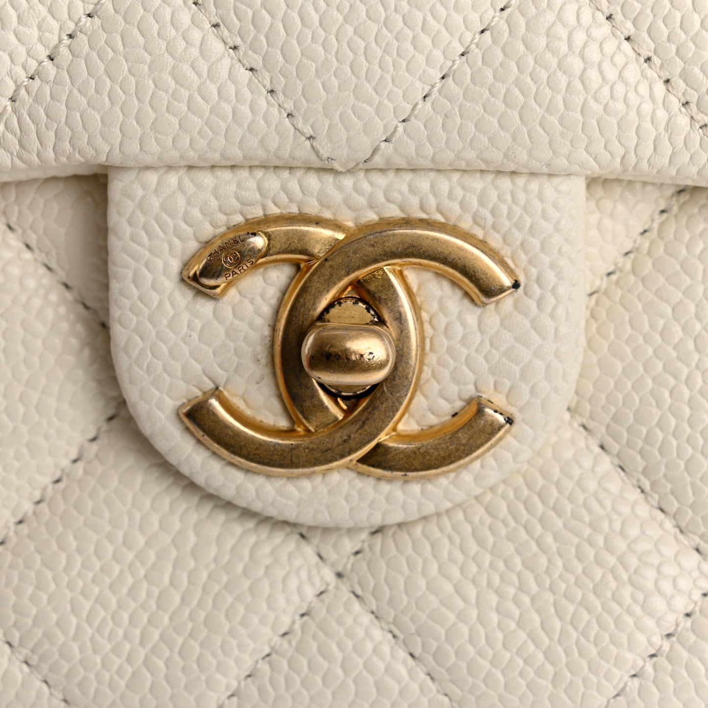 Caviar Quilted Mini Chain Soul Flap White