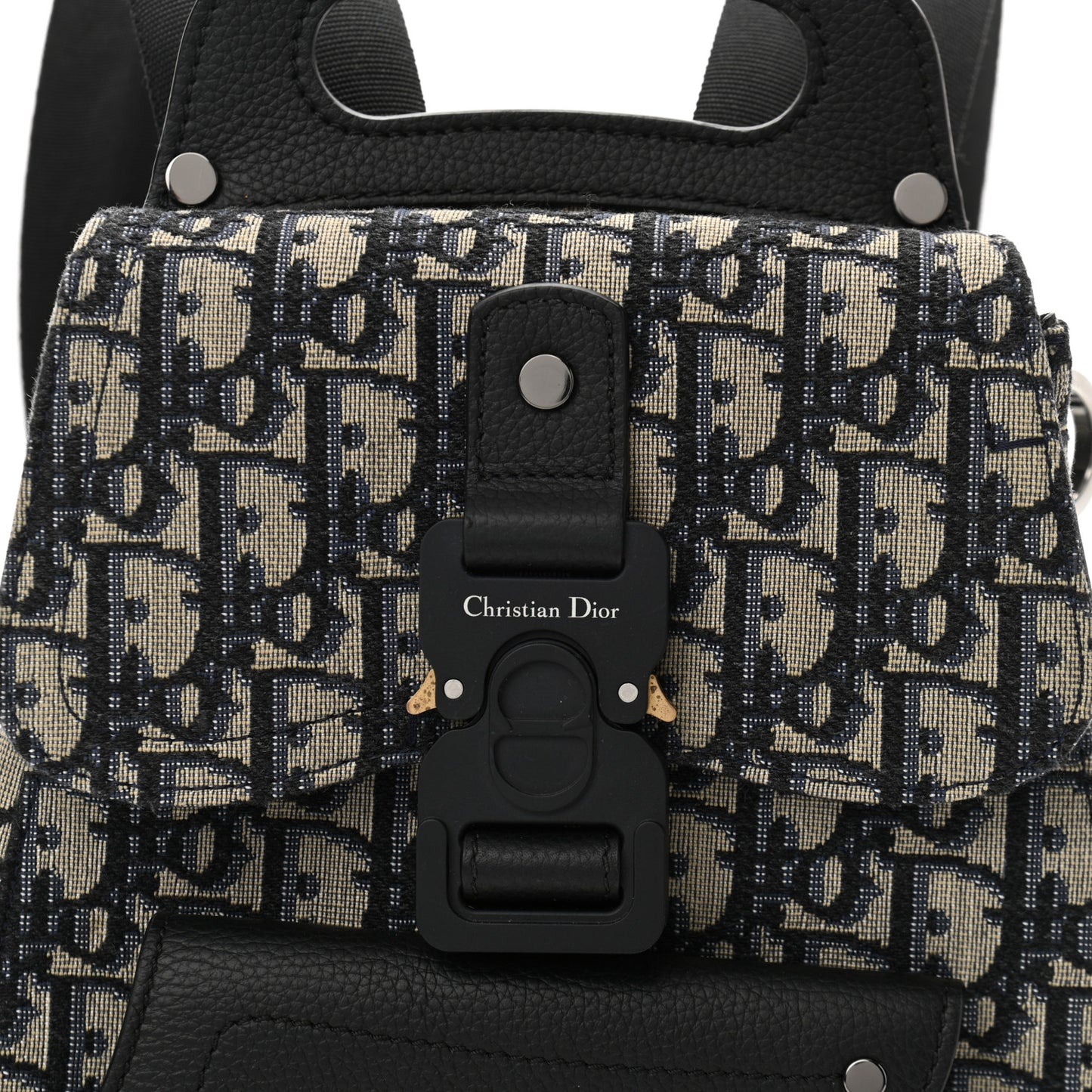 Oblique Jacquard Mini Saddle Backpack Navy Blue