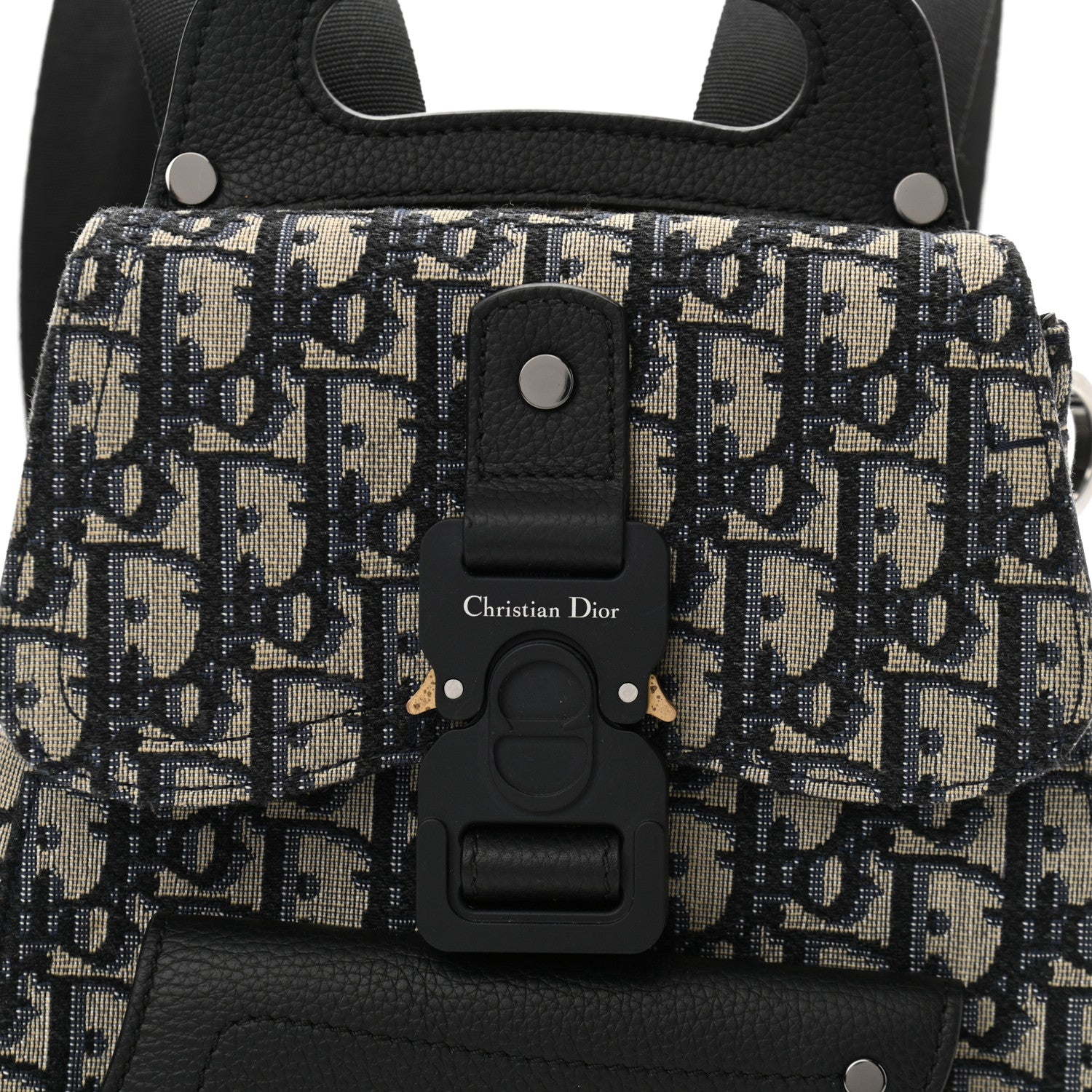 Christian Dior Oblique Jacquard Mini Saddle Backpack Navy Blue 8 of 11
