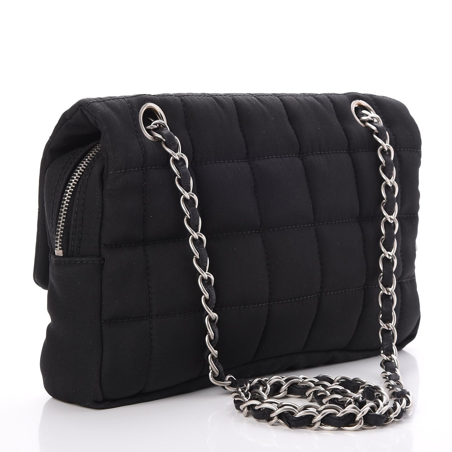 Nylon Square Quilted Flap Black