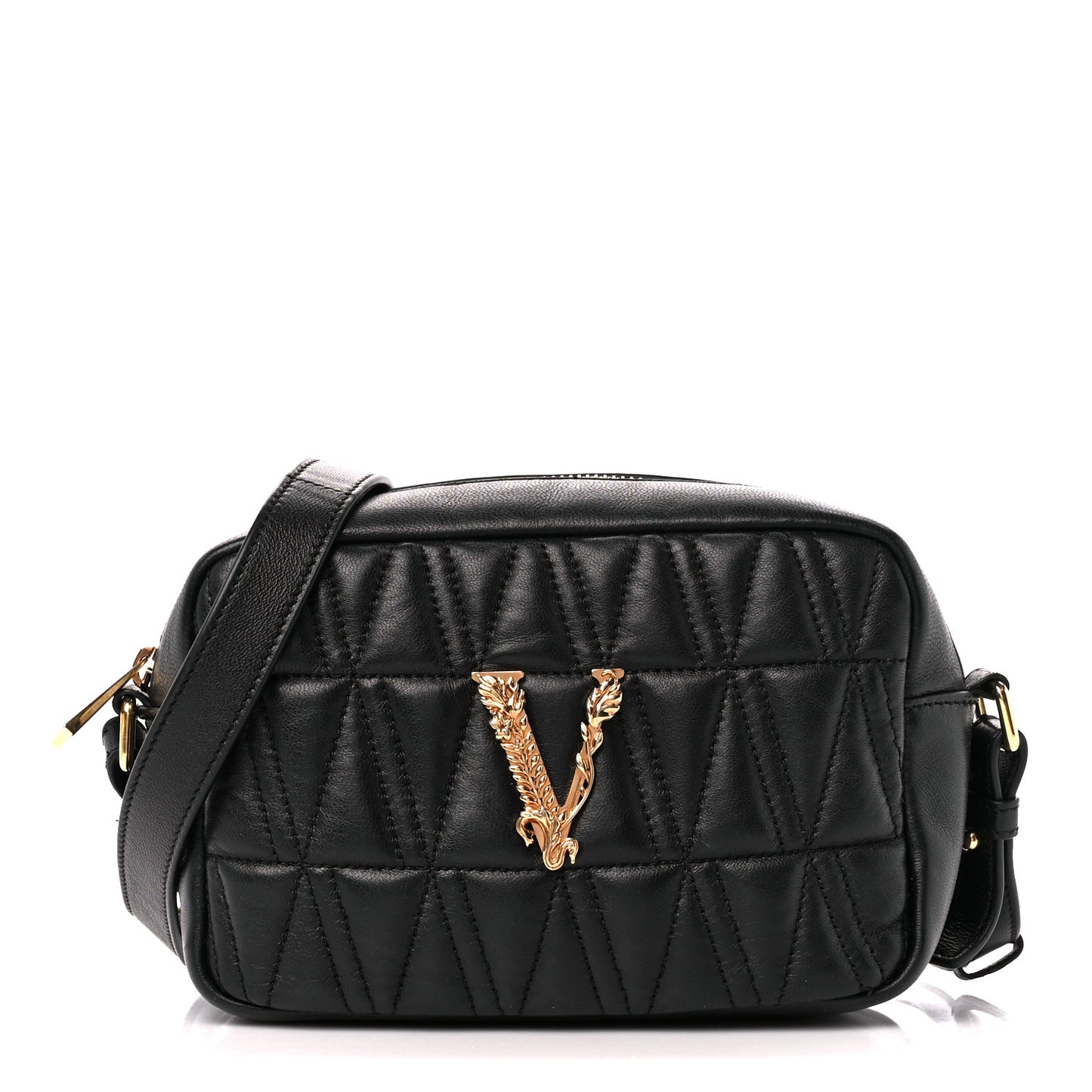 Nappa Quilted Virtus Shoulder Bag Black