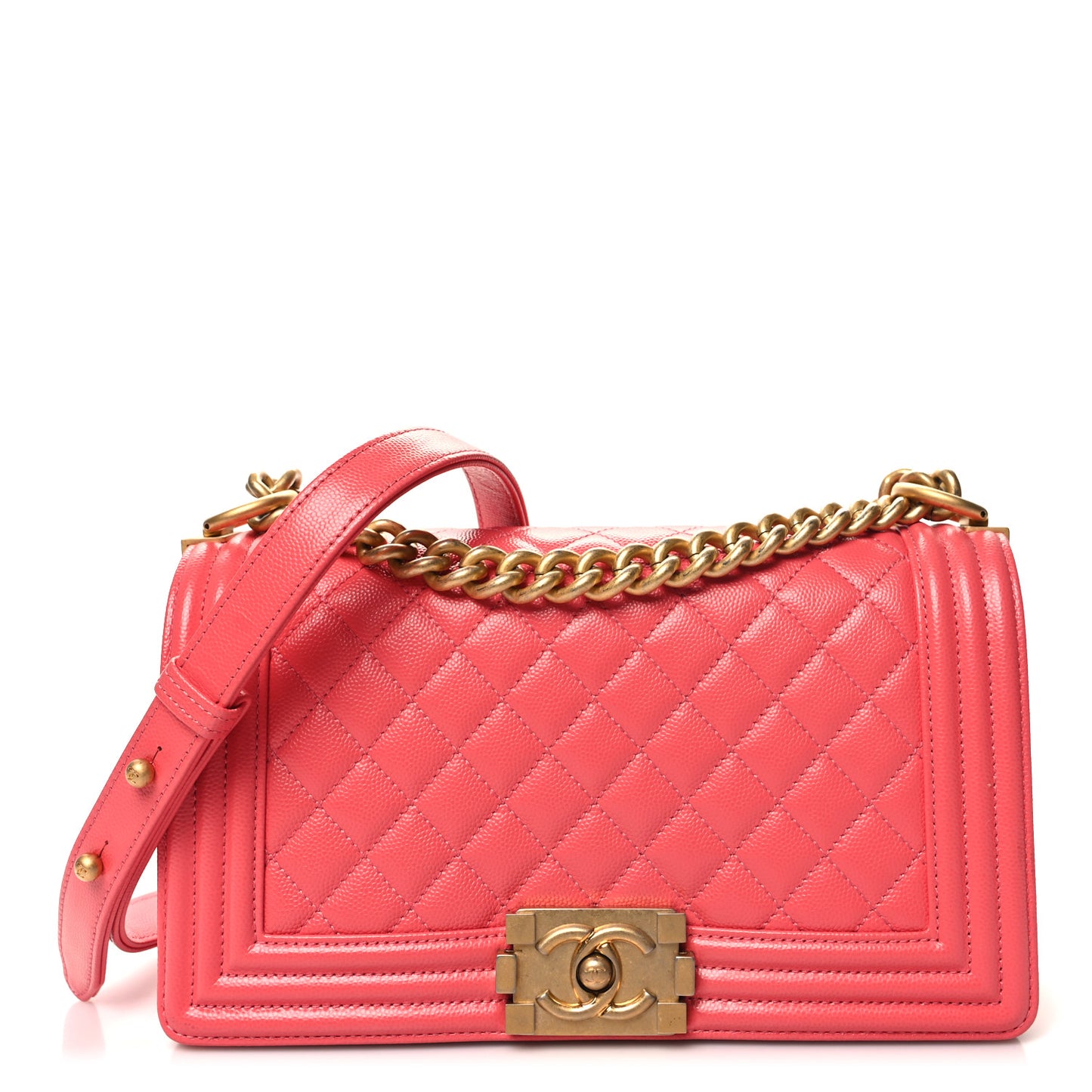 Caviar Quilted Medium Boy Flap Pink