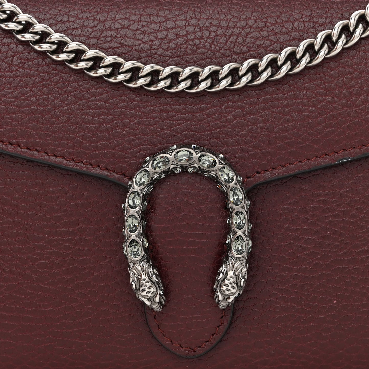 Dollar Calfskin Crystal Mini Dionysus Chain Wallet Vintage Bordeaux