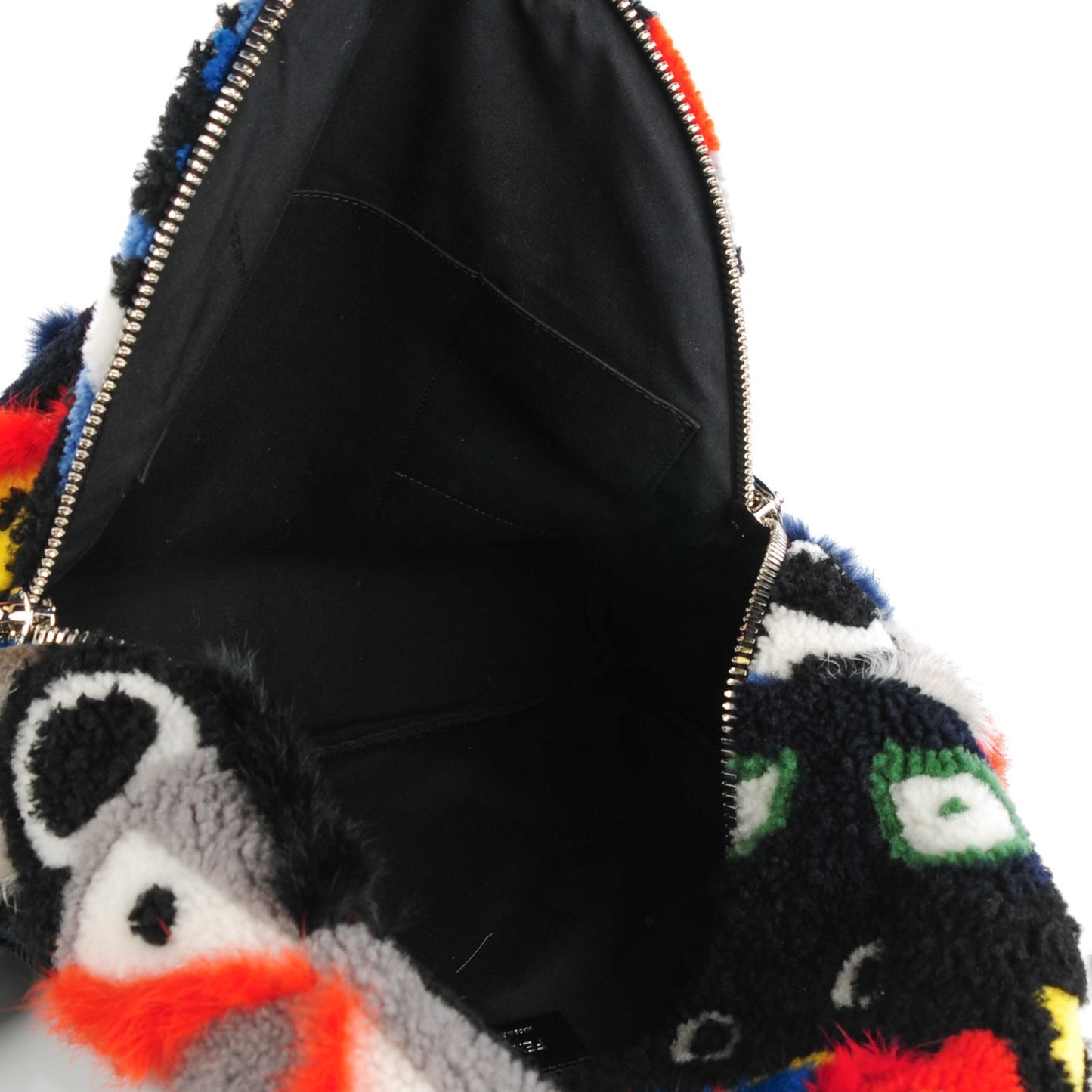Shearling Patchwork Monster Eyes Backpack Black Multicolor