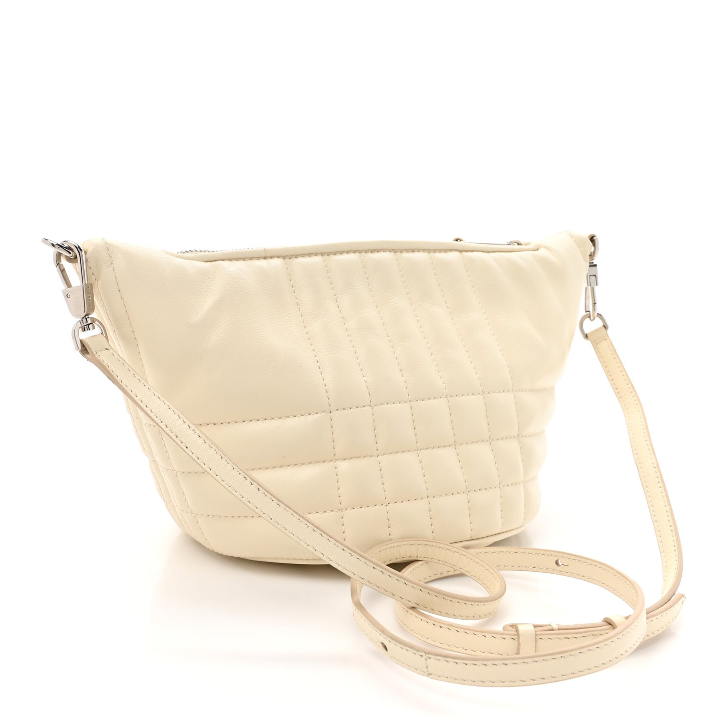 Lambskin Quilted Small Crescent Lola Bag Pale Vanilla
