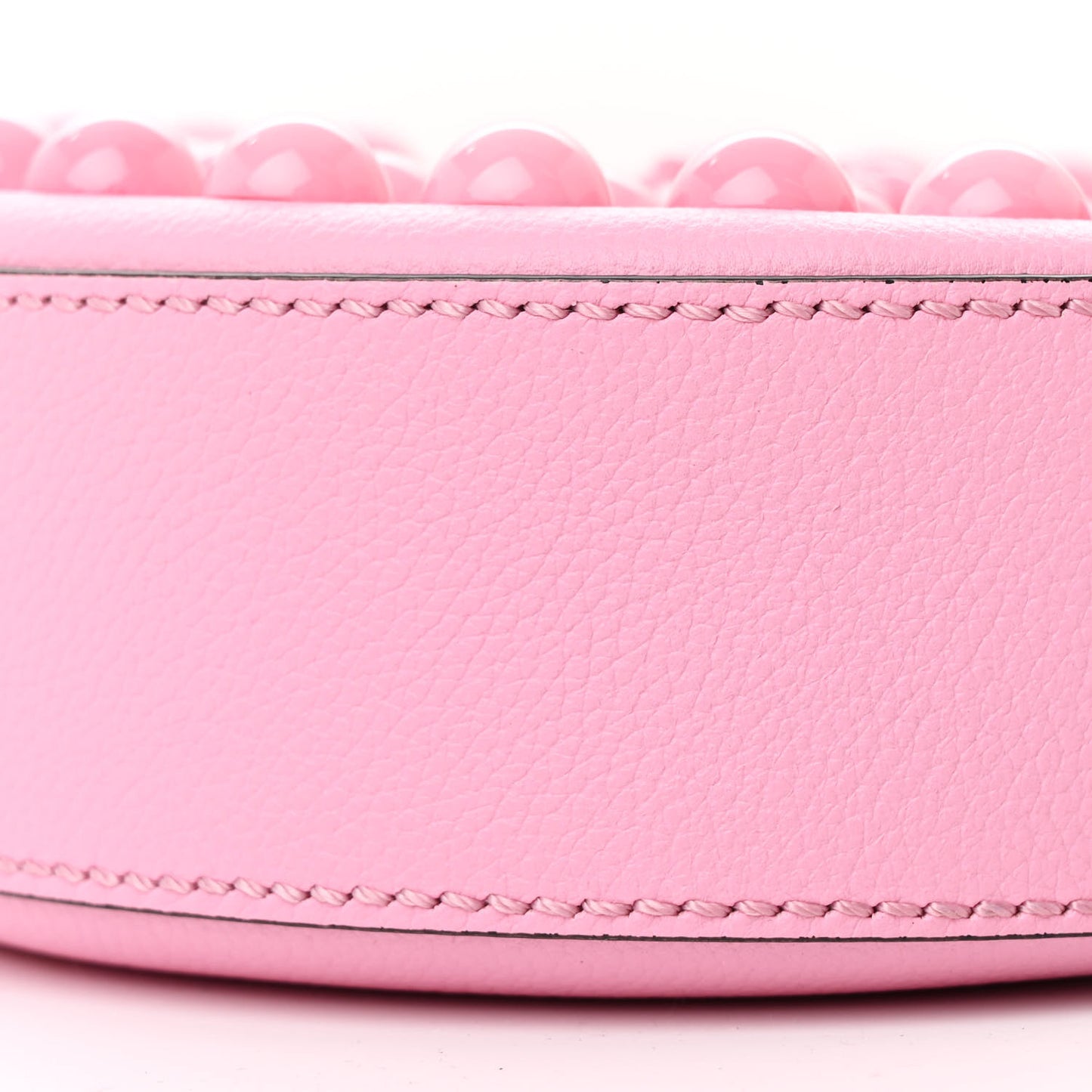 Grained Calfskin Studded Mini La Medusa Round Crossbody Bag Pink