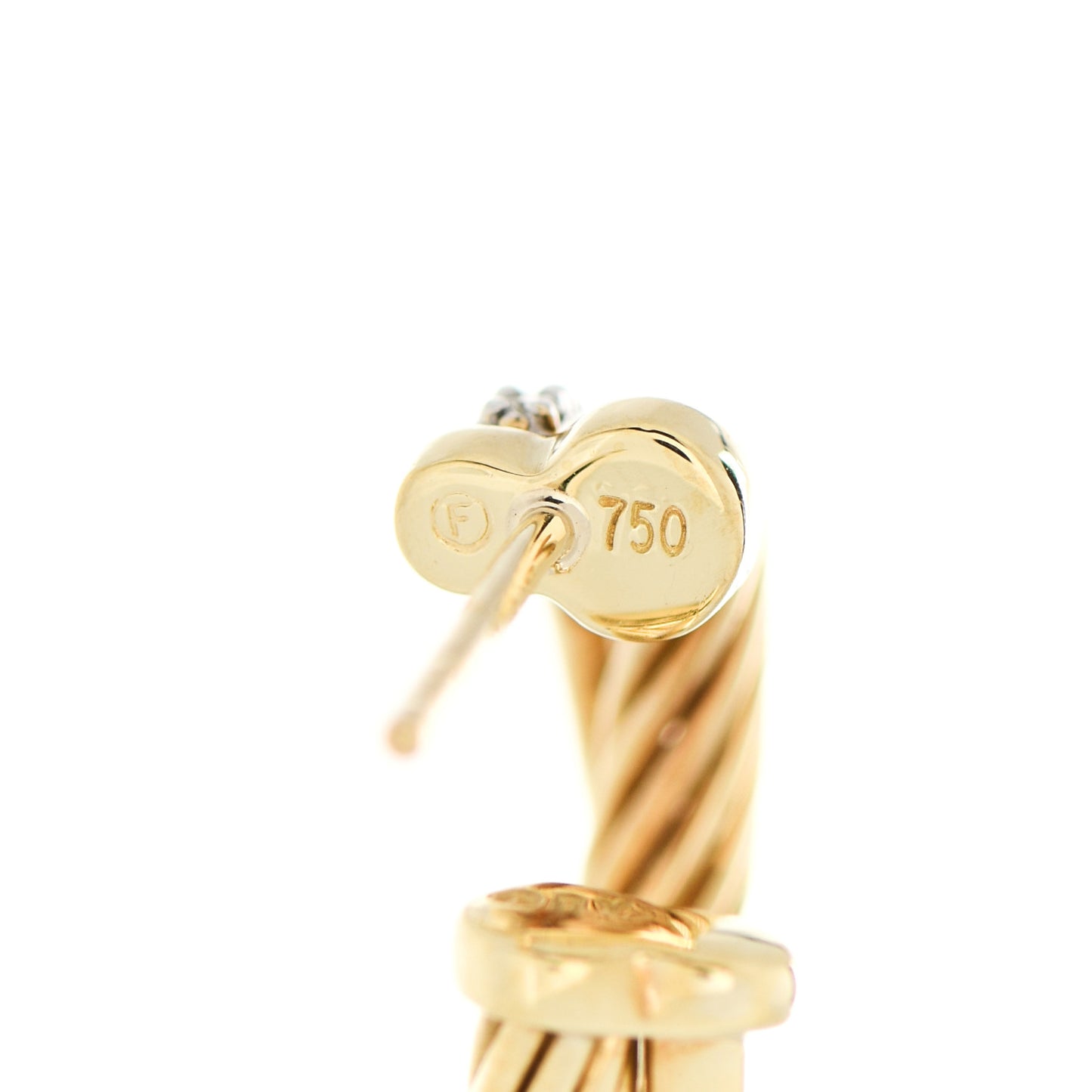 18K Yellow Gold Diamond Crossover Hoop Earrings