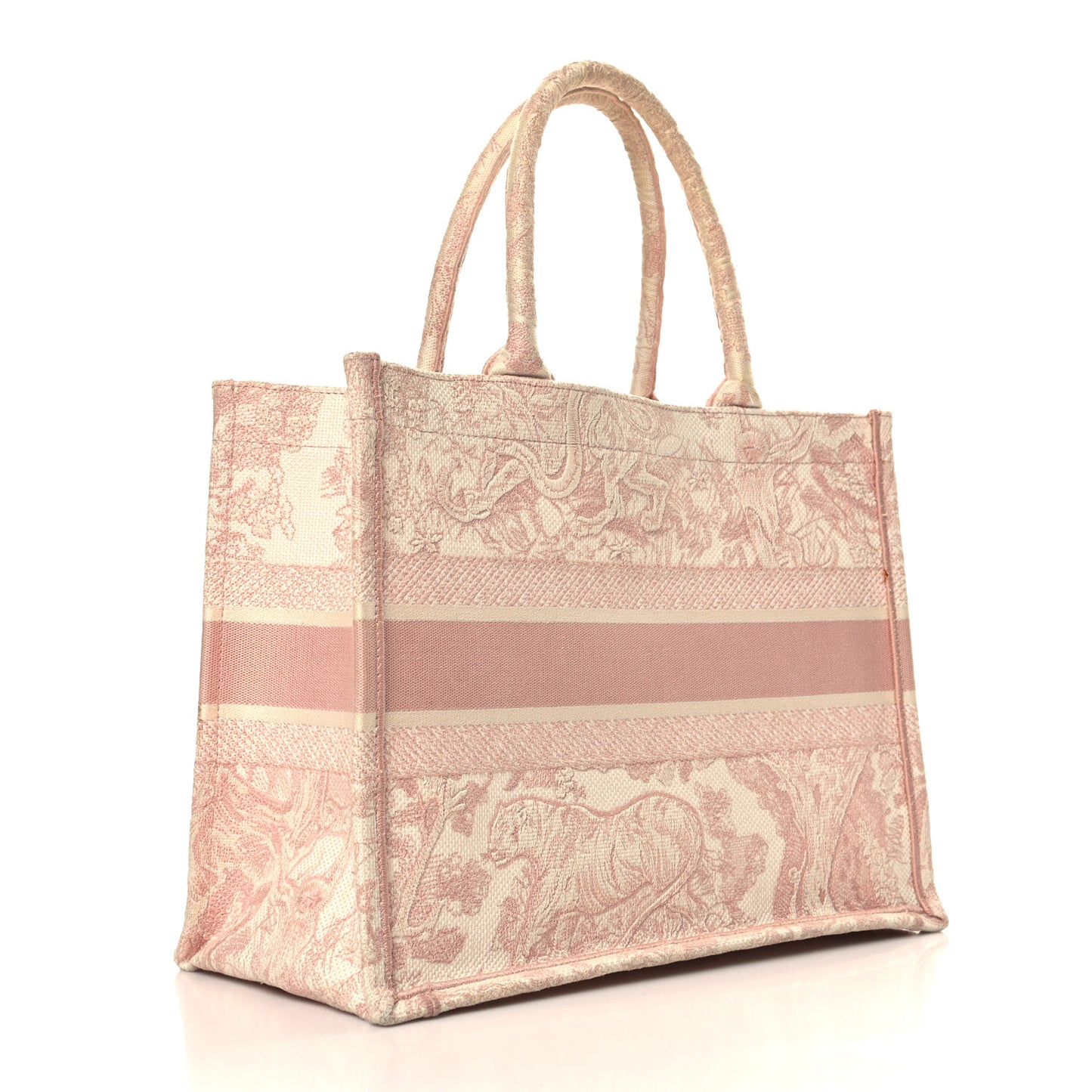 Canvas Embroidered Medium Dioriviera Toile De Jouy Book Tote Rose