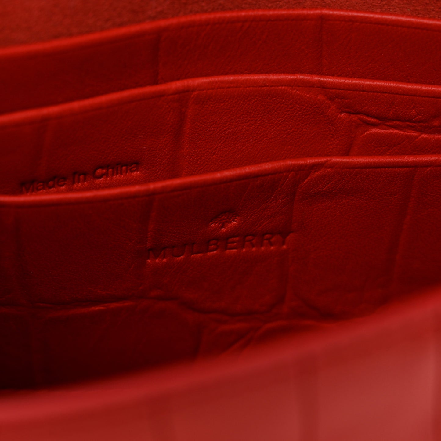 Nappa Crocodile Embossed Mini Lily Flap Red