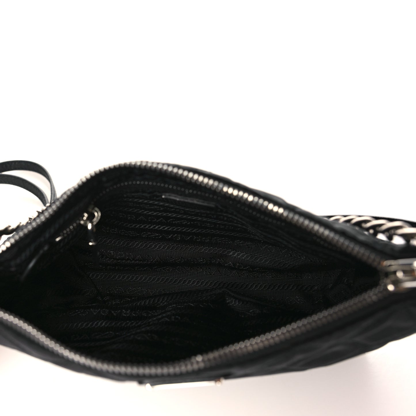 Nylon Tessuto Impuntu Quilted Crossbody Bag Black