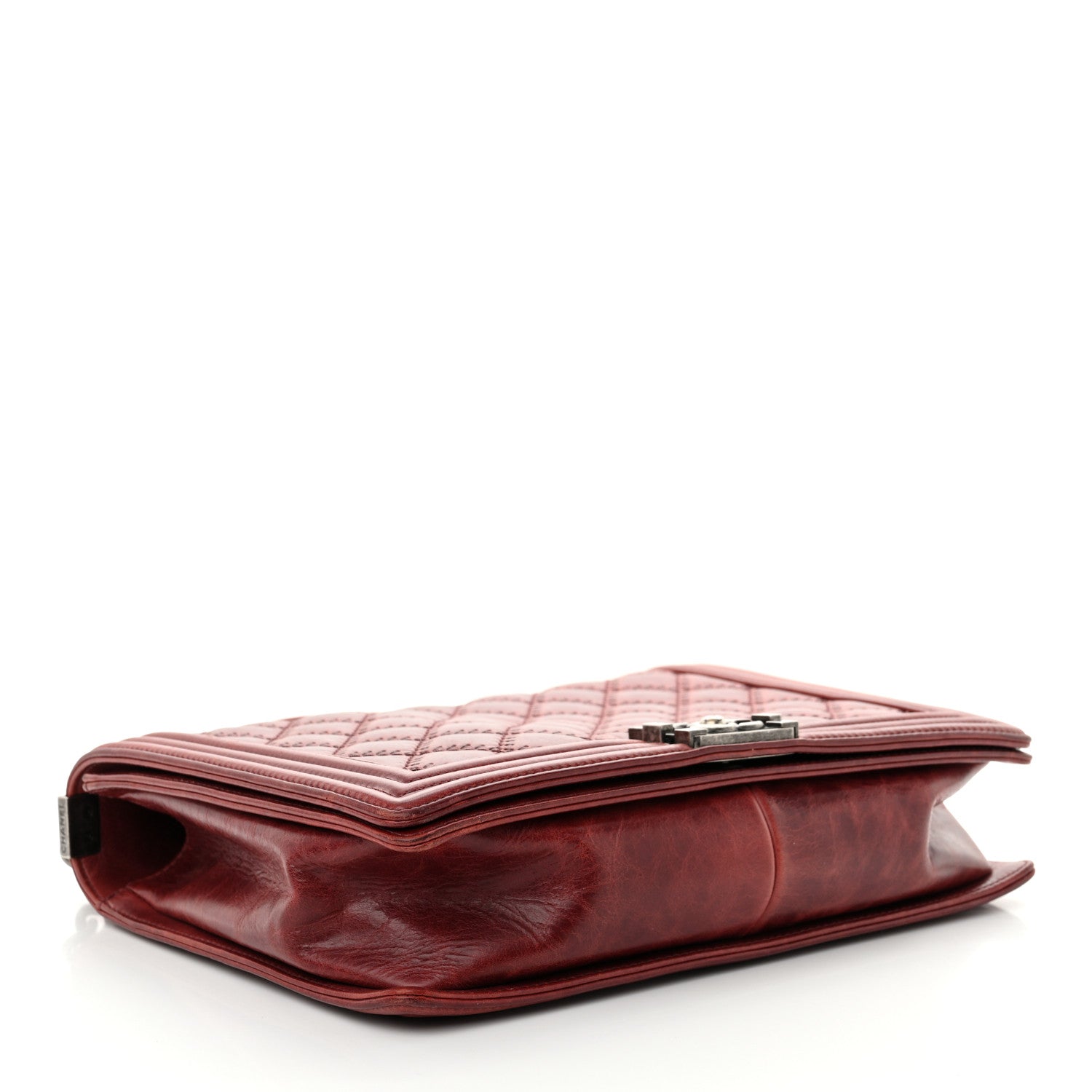 Chanel Calfskin Quilted Double Stitch Large Boy Flap Burgundy 4 of 10