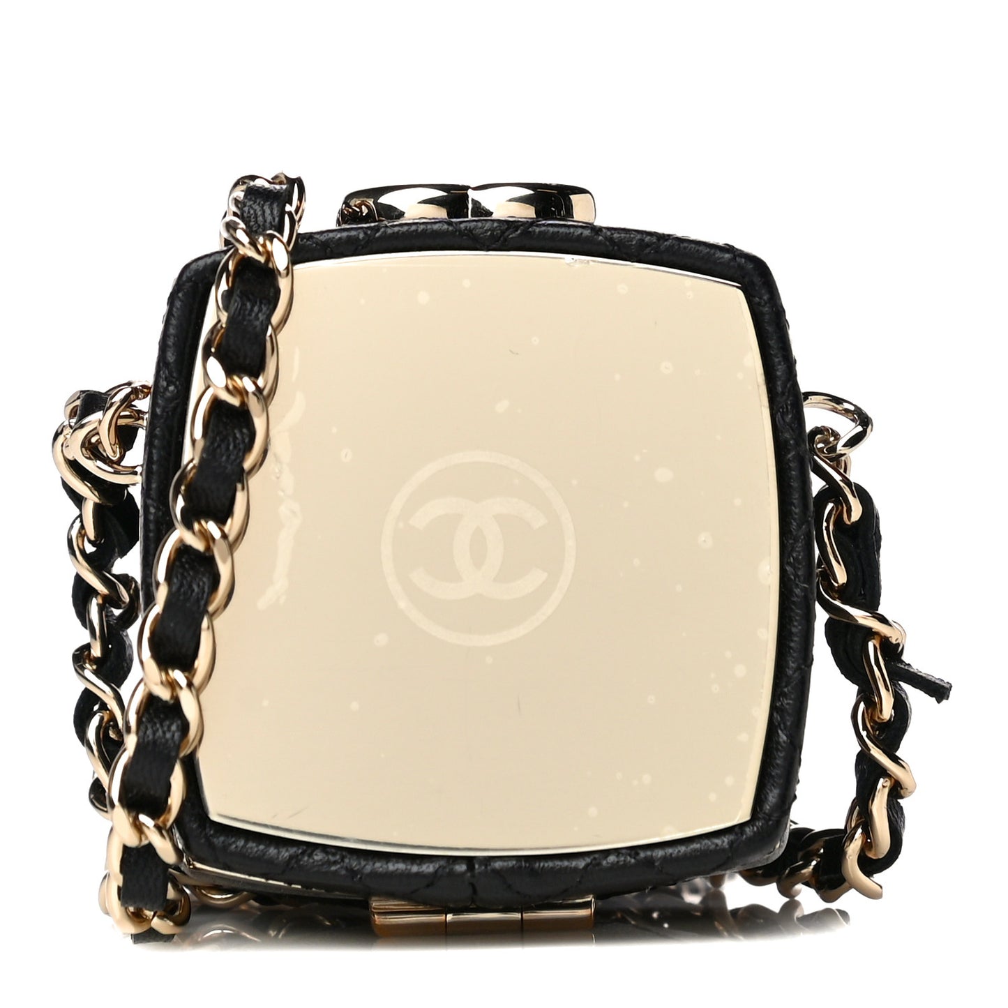 Lambskin Quilted Small Beauty Box Clutch With Chain Black