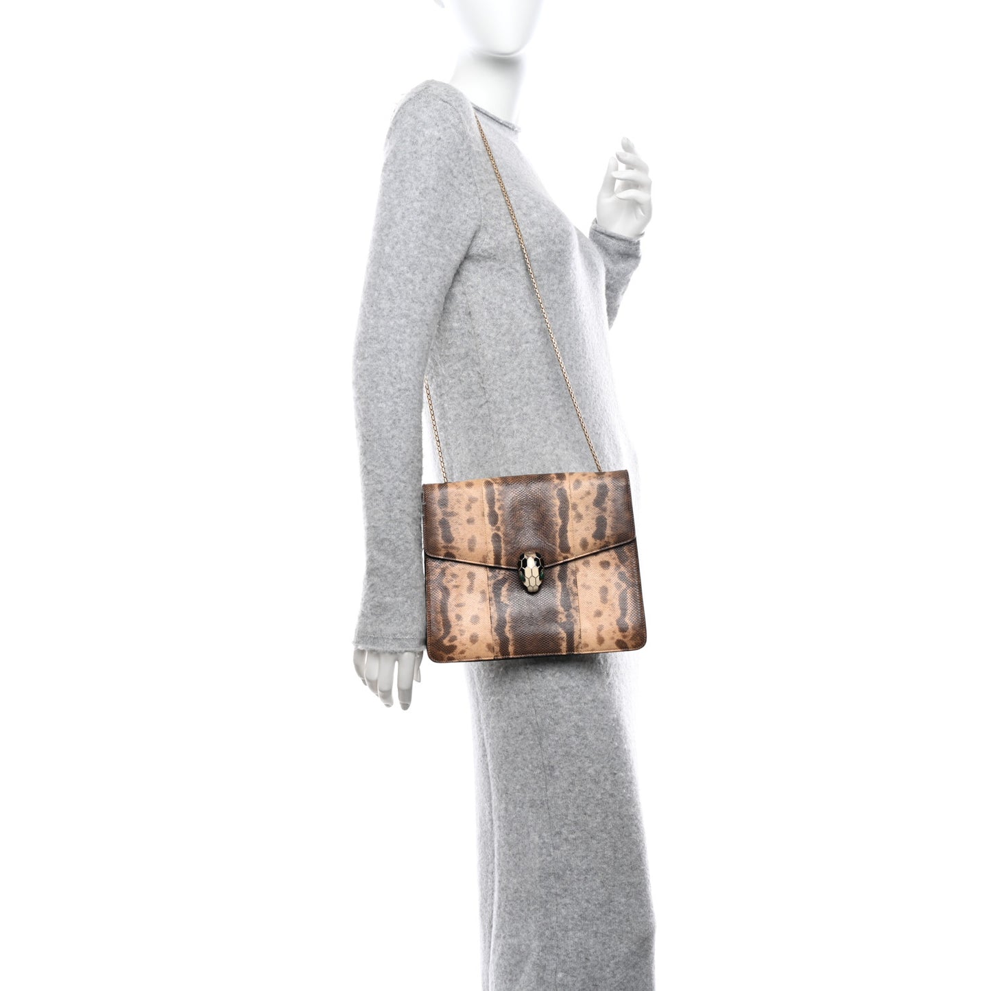 Karung Serpenti Forever Medium Shoulder Bag Beige Brown
