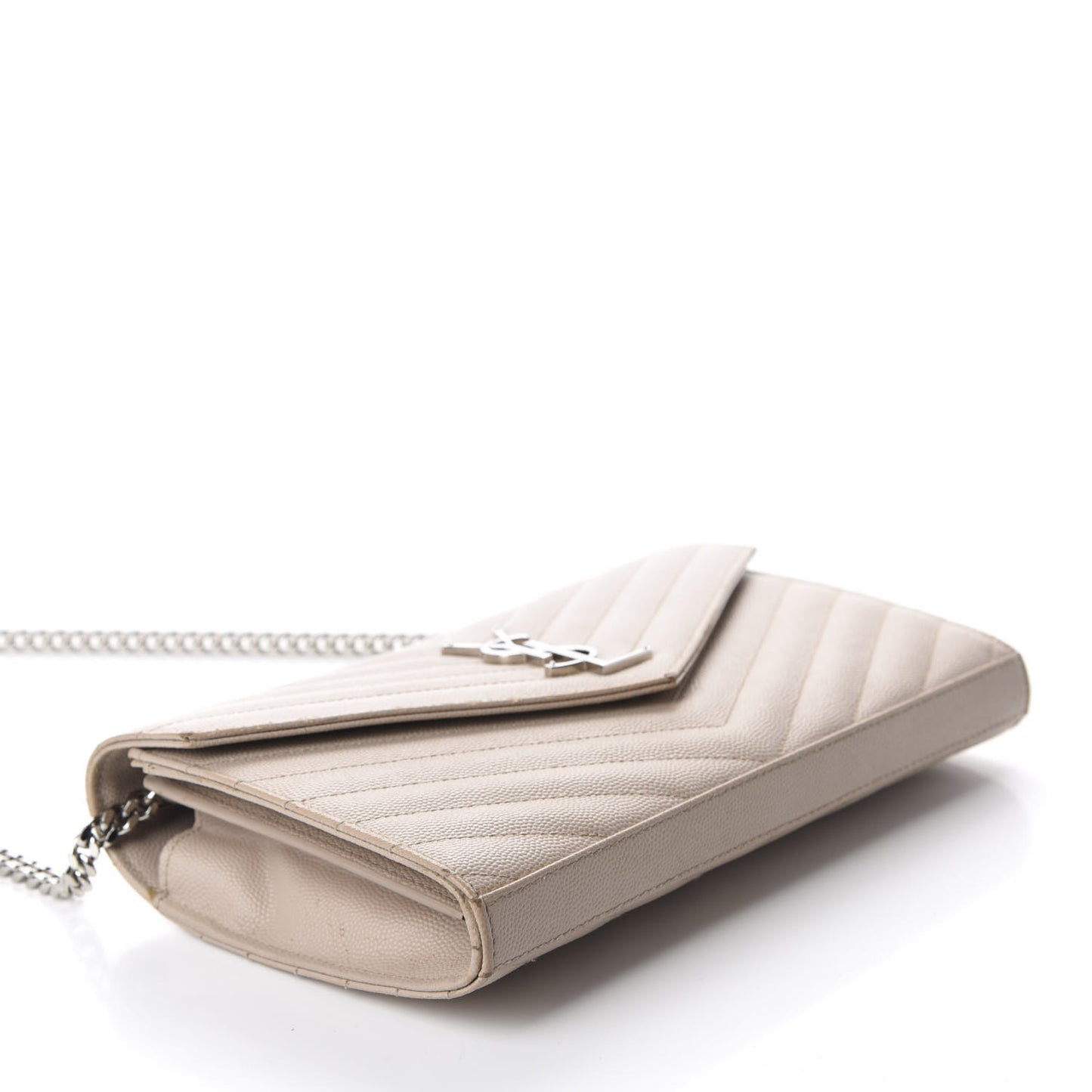 Grain De Poudre Matelasse Chevron Monogram Chain Wallet Nude Powder