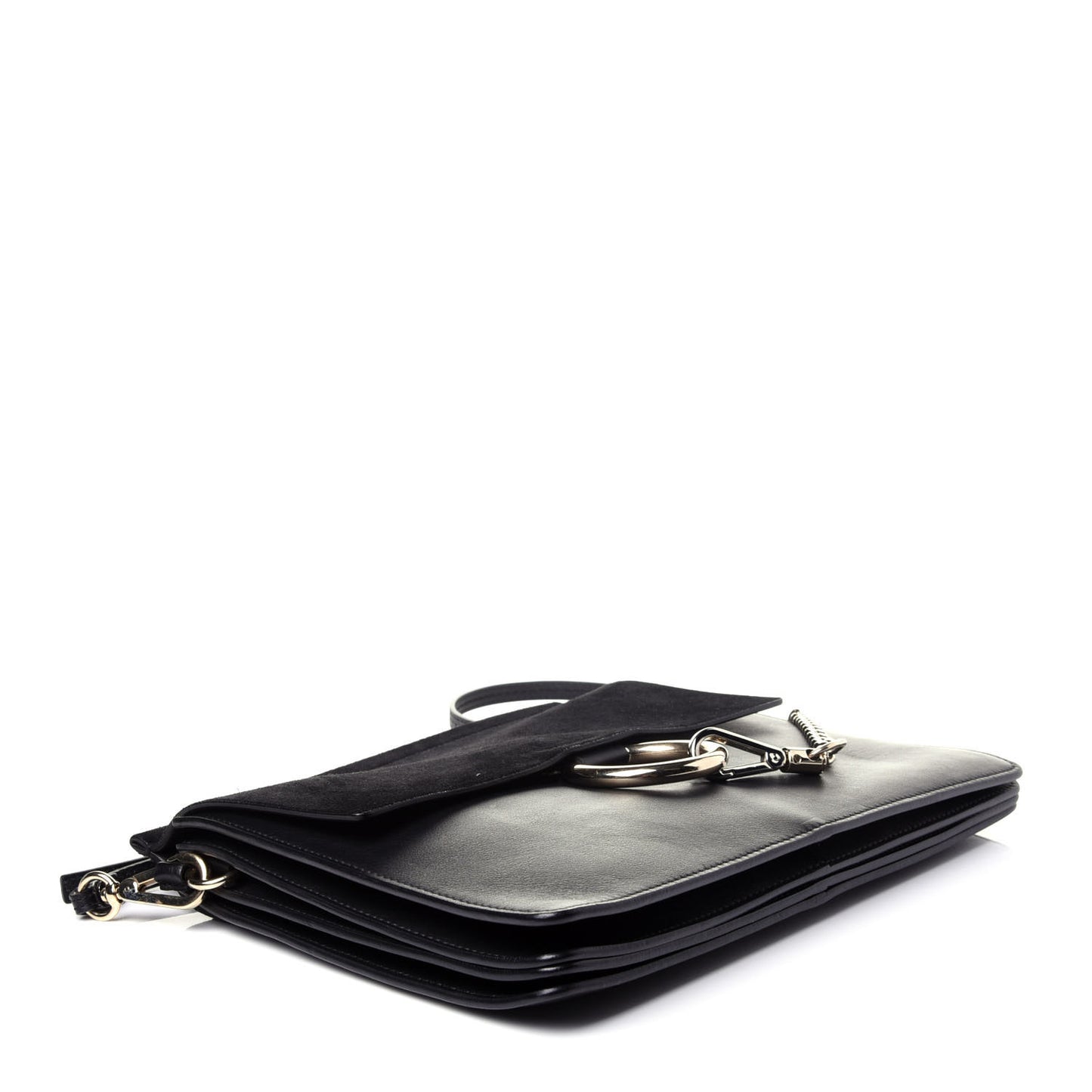 Suede Calfskin Medium Faye Shoulder Bag Black