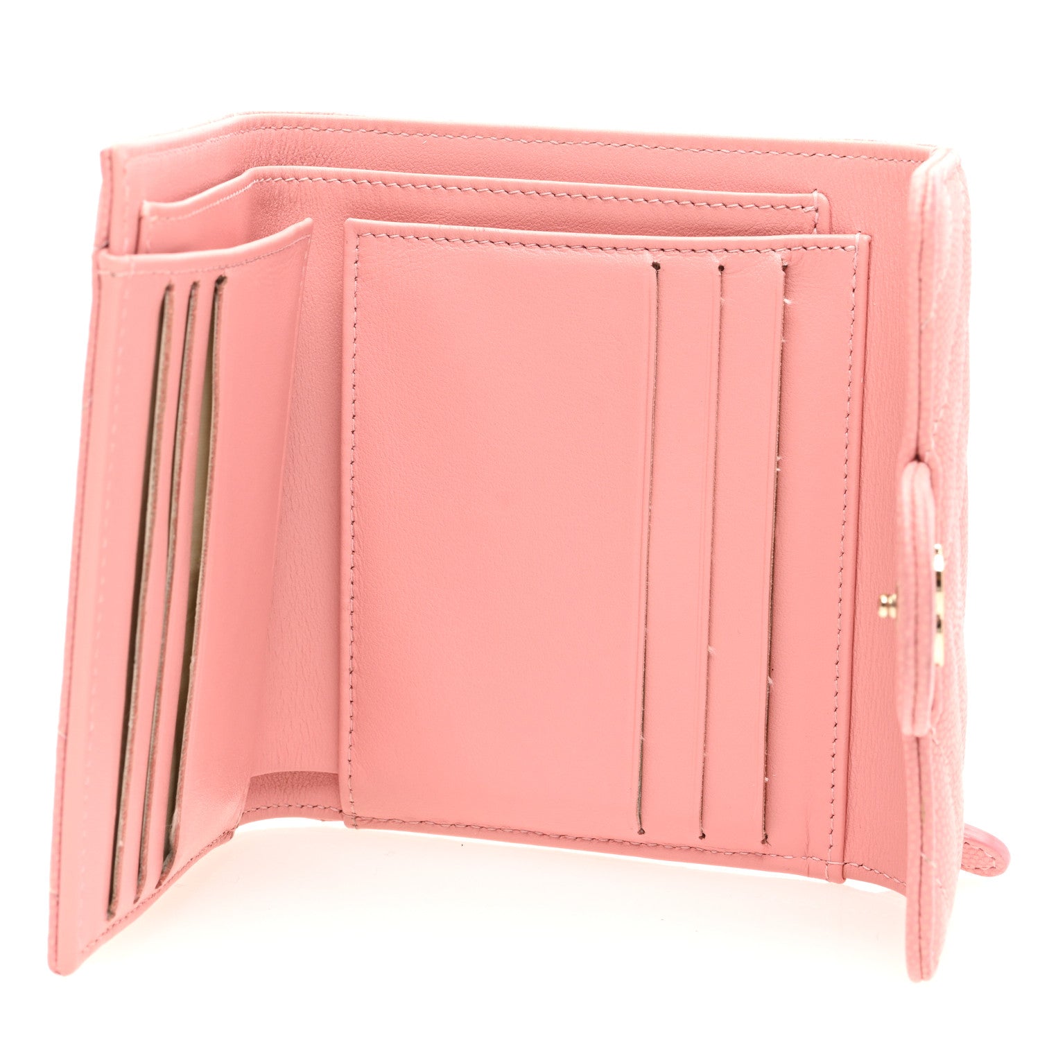 Chanel Caviar Flat Chevron Quilted Compact Flap Wallet Pink 5 of 8