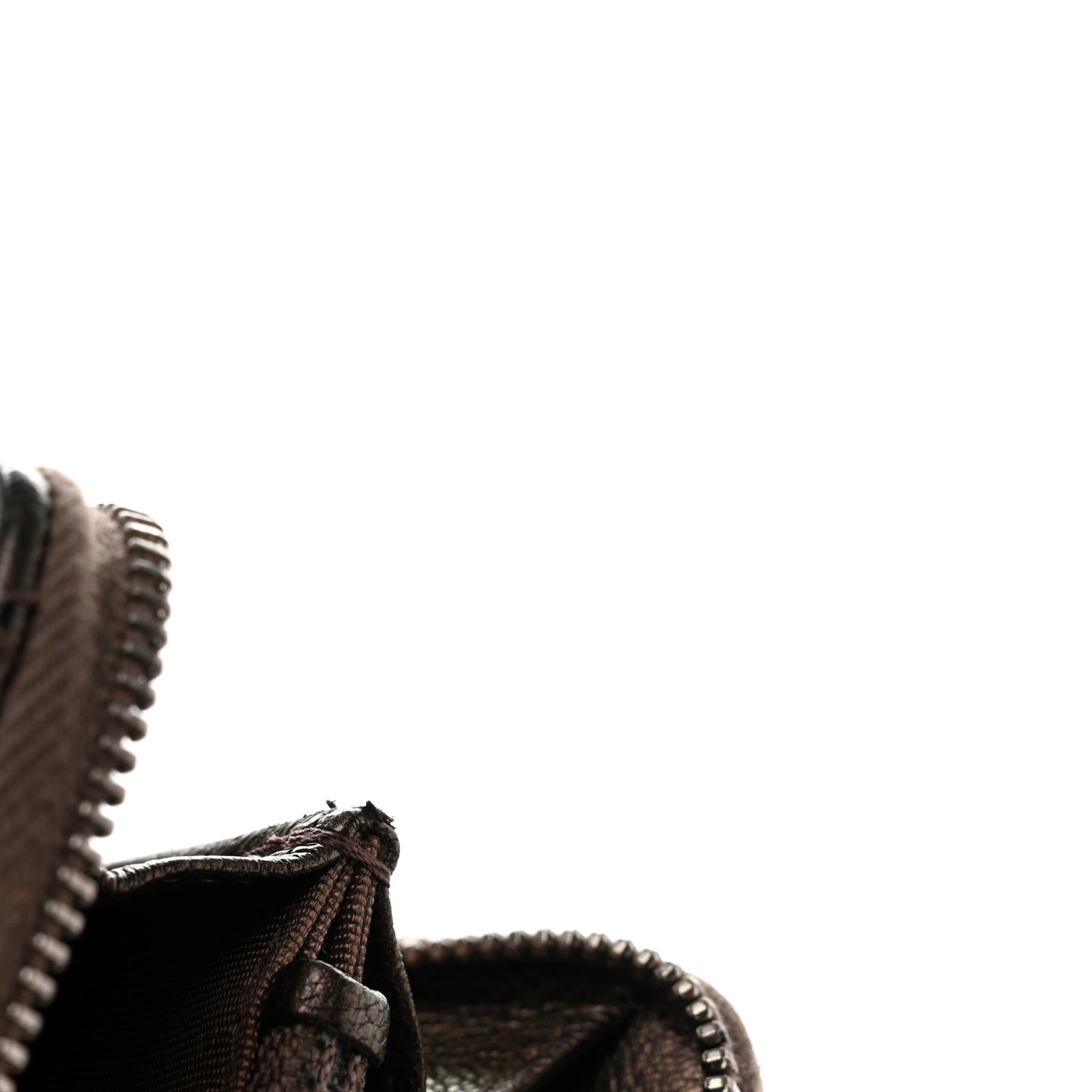 Iridescent Goatskin Quilted Small Zip Around Wallet Bronze