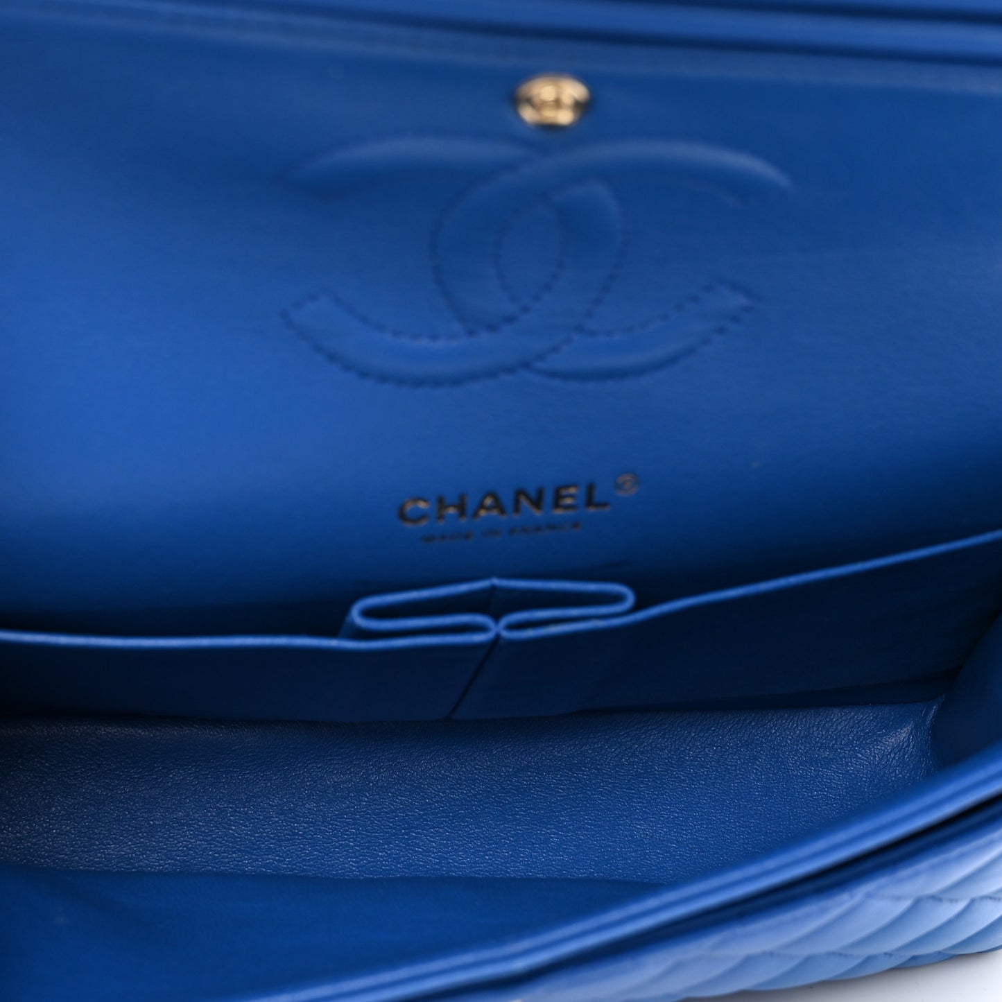 Lambskin Quilted Medium Double Flap Blue
