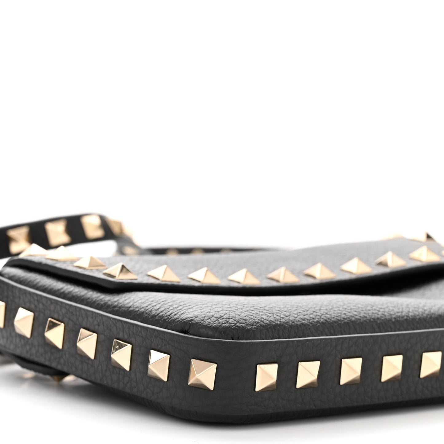 VALENTINO GARAVANI Grainy Calfskin Rockstud Crossbody Pouch Black