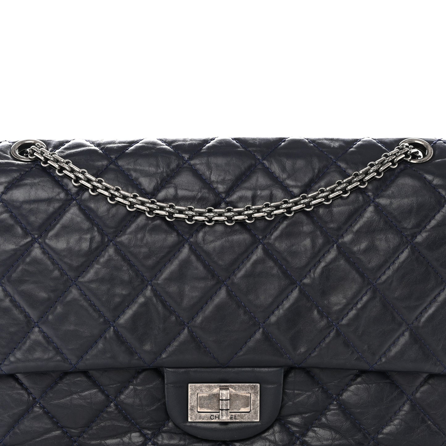 Aged Calfskin Quilted 2.55 Reissue 227 Flap Navy