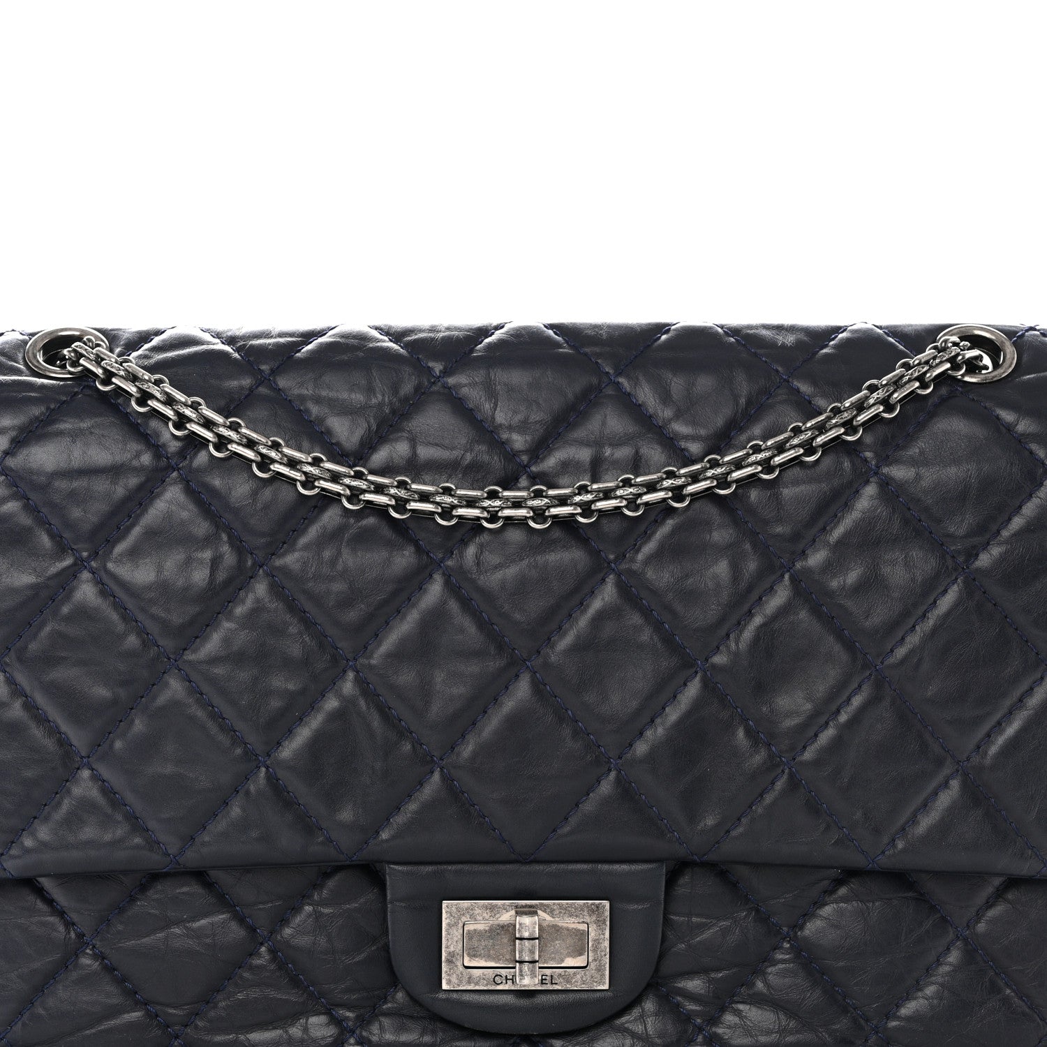 Chanel Aged Calfskin Quilted 2.55 Reissue 227 Flap Navy 8 of 10