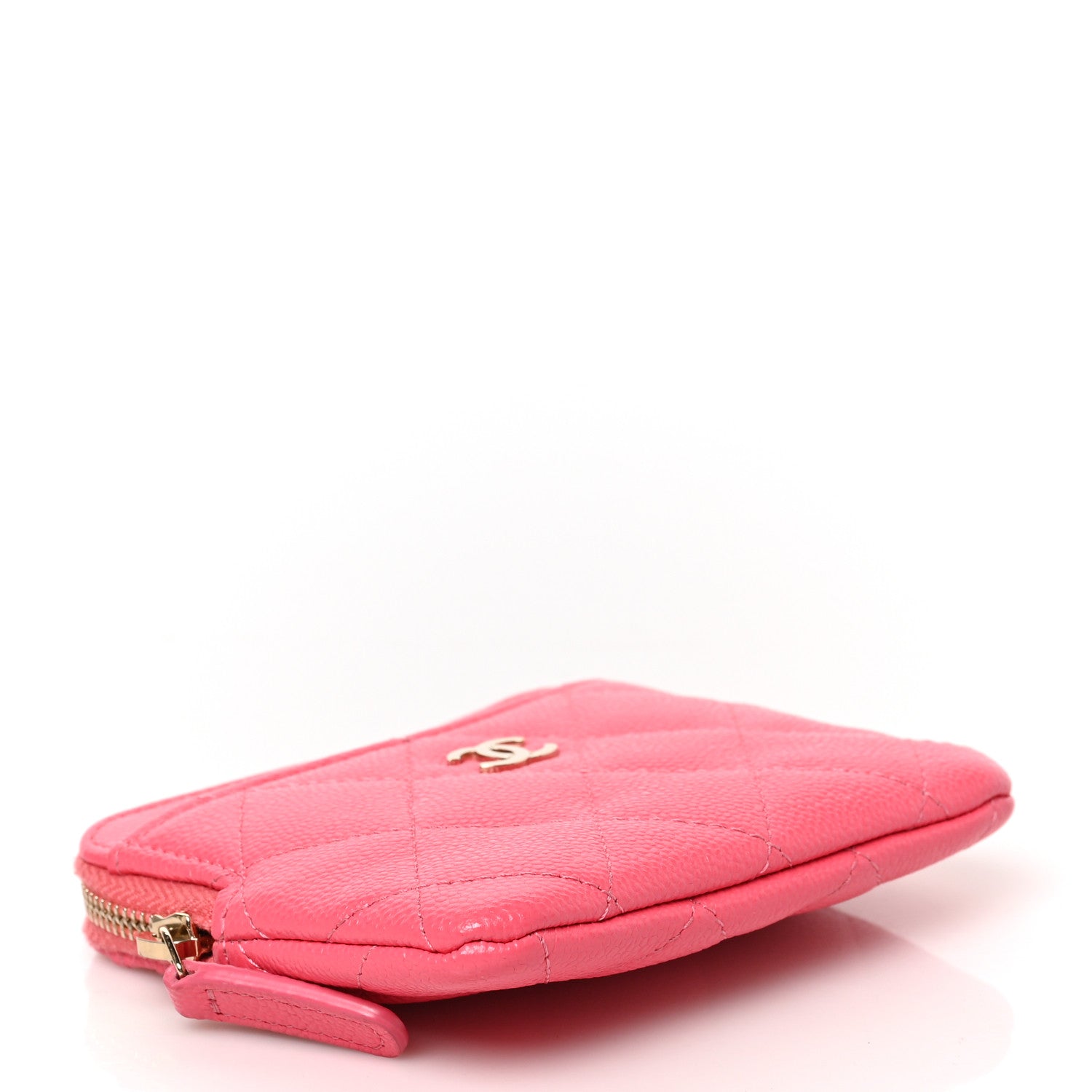 Chanel Caviar Quilted Zip Card Holder Wallet Pink 4 of 7