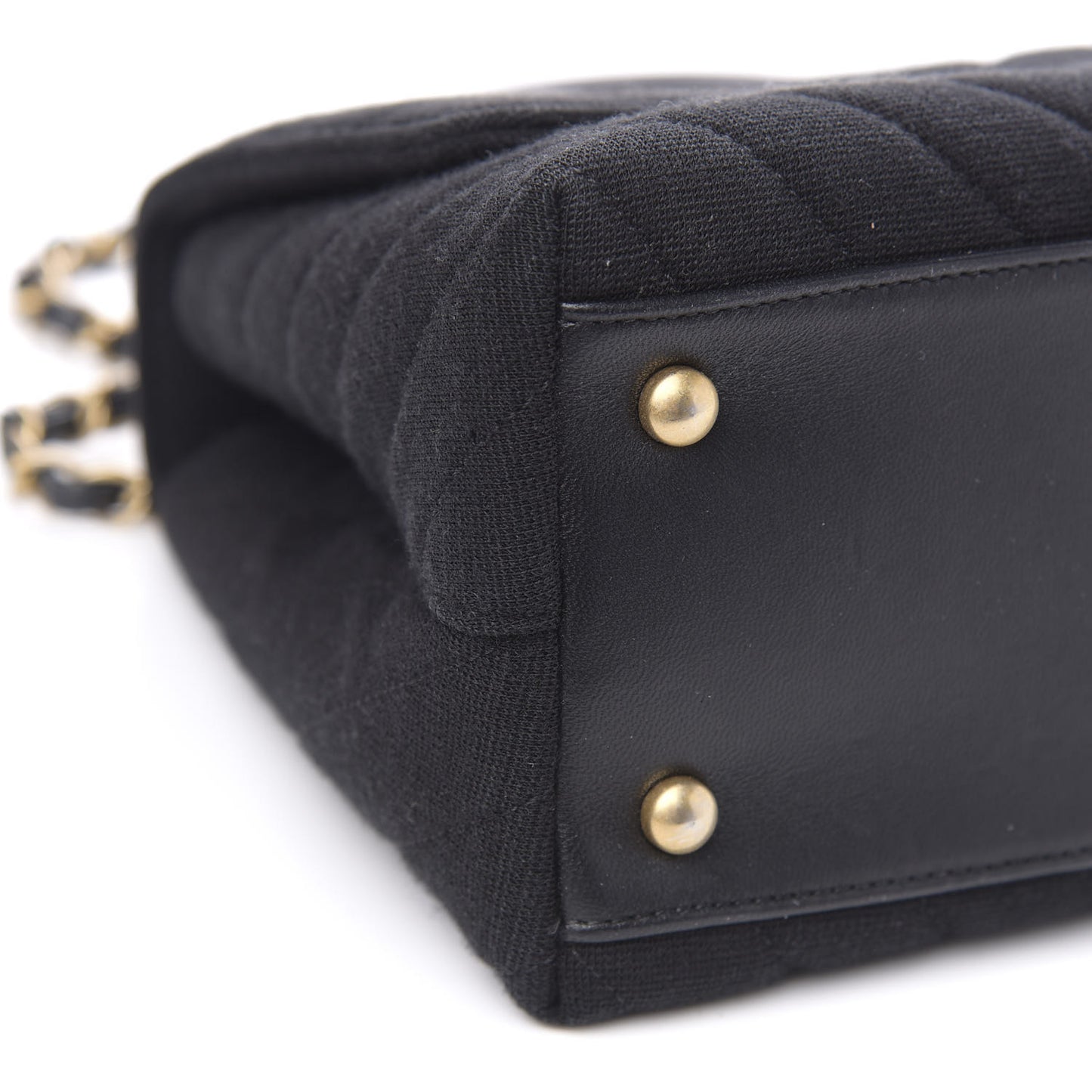 Jersey Chevron Quilted Small Coco Handle Flap Black