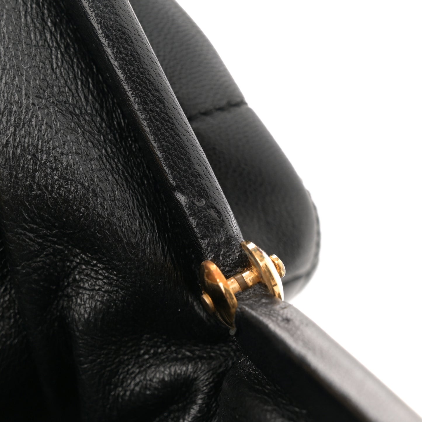 Lambskin Quilted Small Kisslock Bag Black