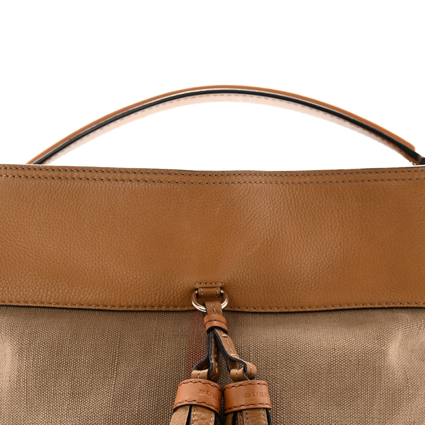 Grainy Calfskin Canvas Mega Check Medium Ashby Tassel Hobo Saddle Brown