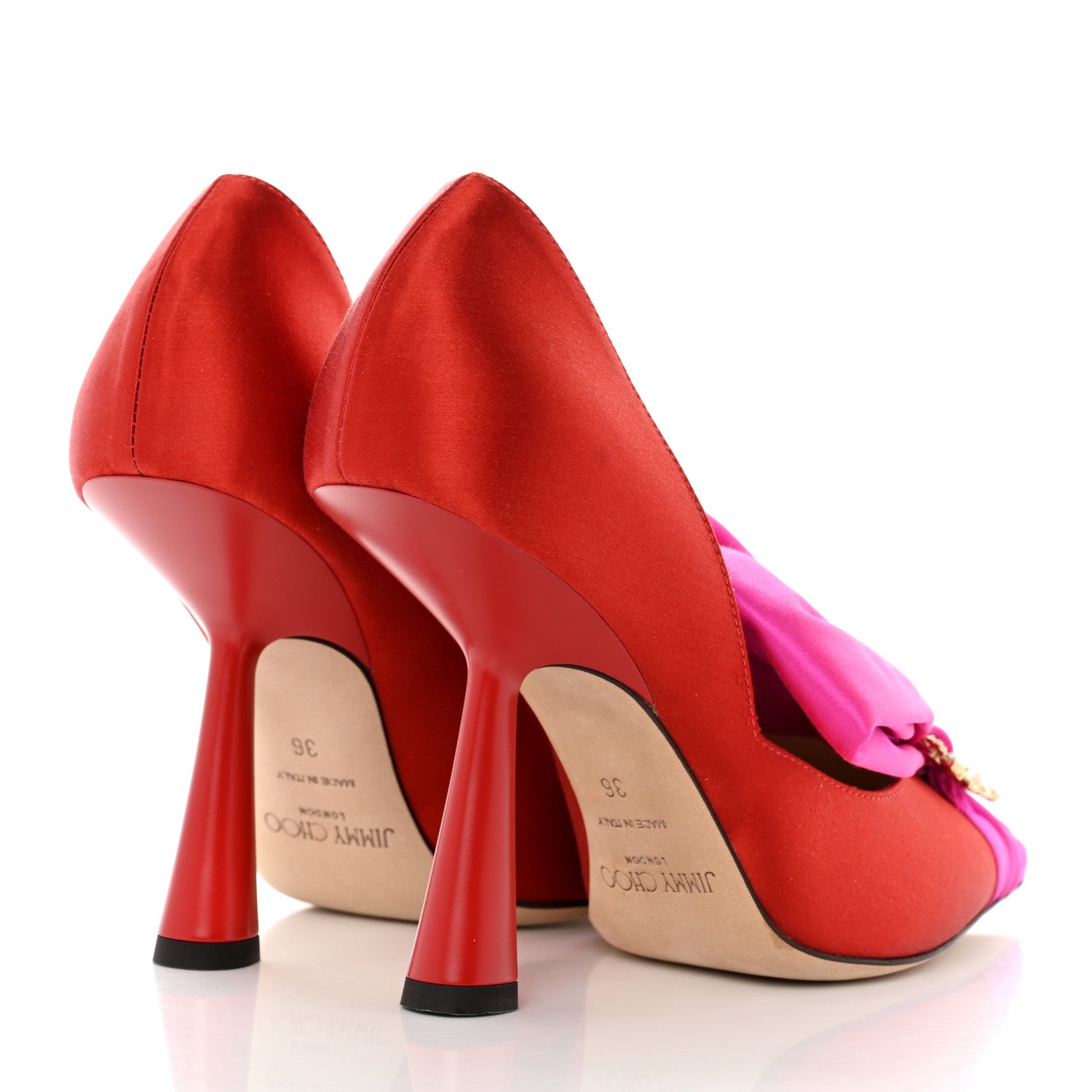 Jimmy Choo Satin Crystal Embellished Lyz 100 Pumps 36 Fuchsia Chilli 4 of 8