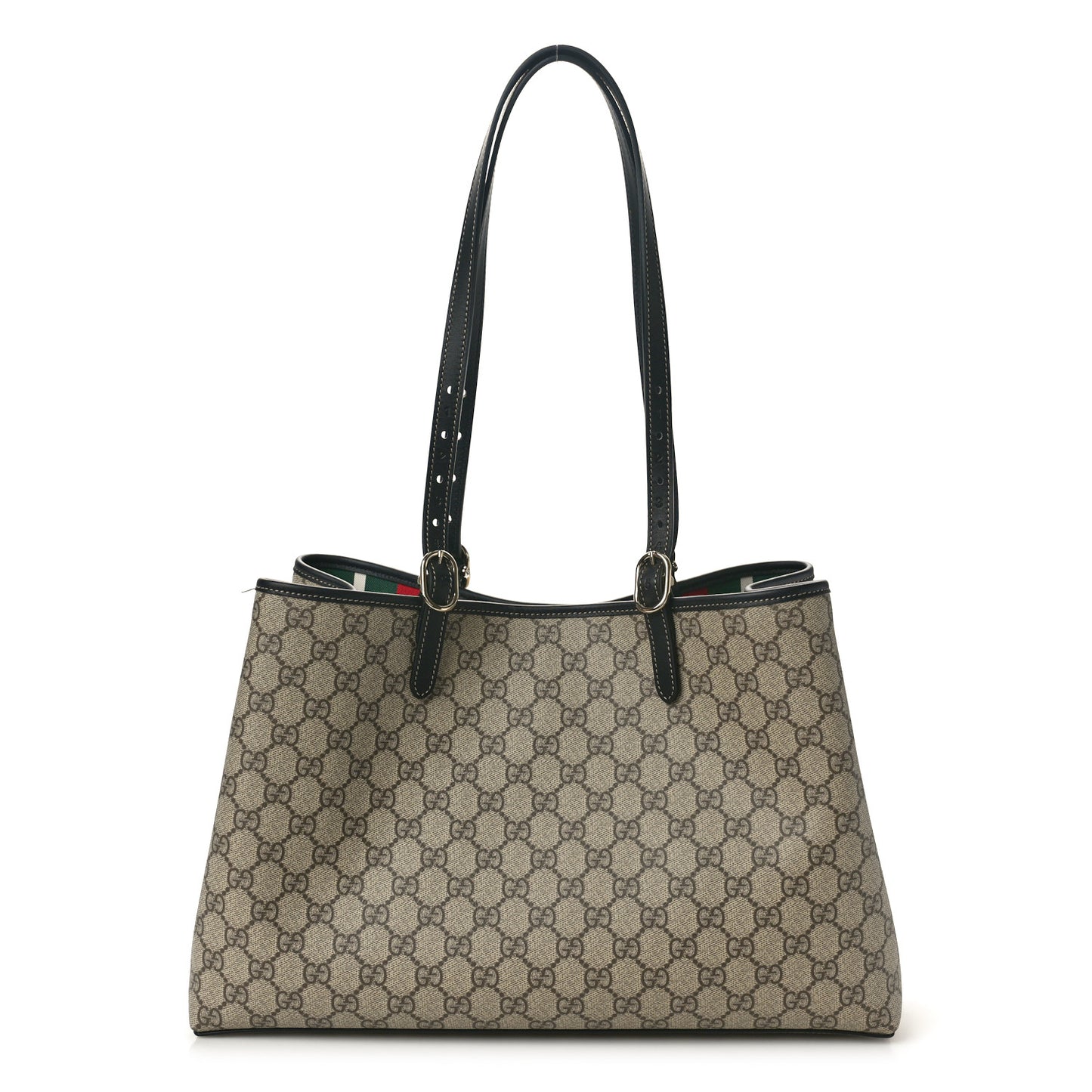 GG Supreme Monogram Emblem Medium Tote Bag Beige Black