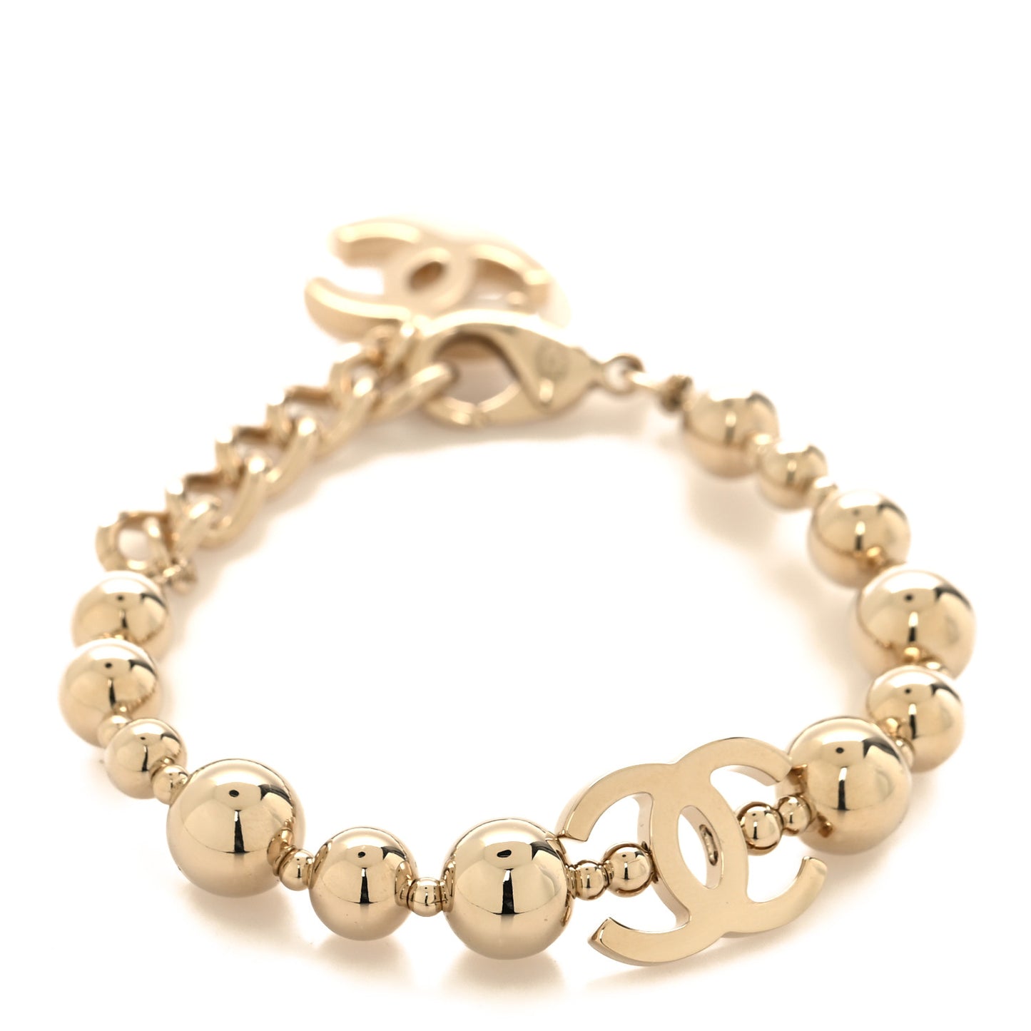 Metal Beaded CC Bracelet Gold