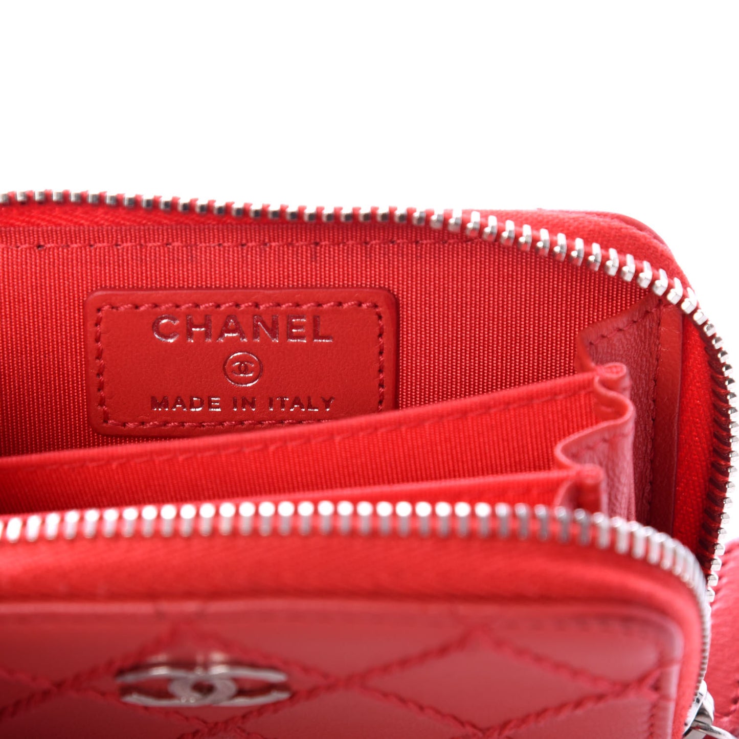 Lambskin Double Stitch Zip Coin Purse Coral Pink