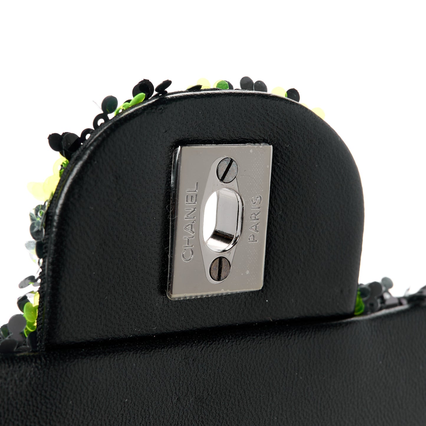 Sequin Logo Single Flap Green Silver Black