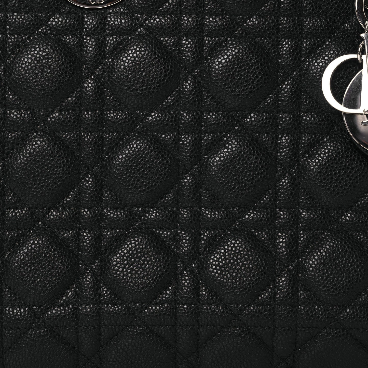 Grained Calfskin Cannage Medium Lady Dior Black