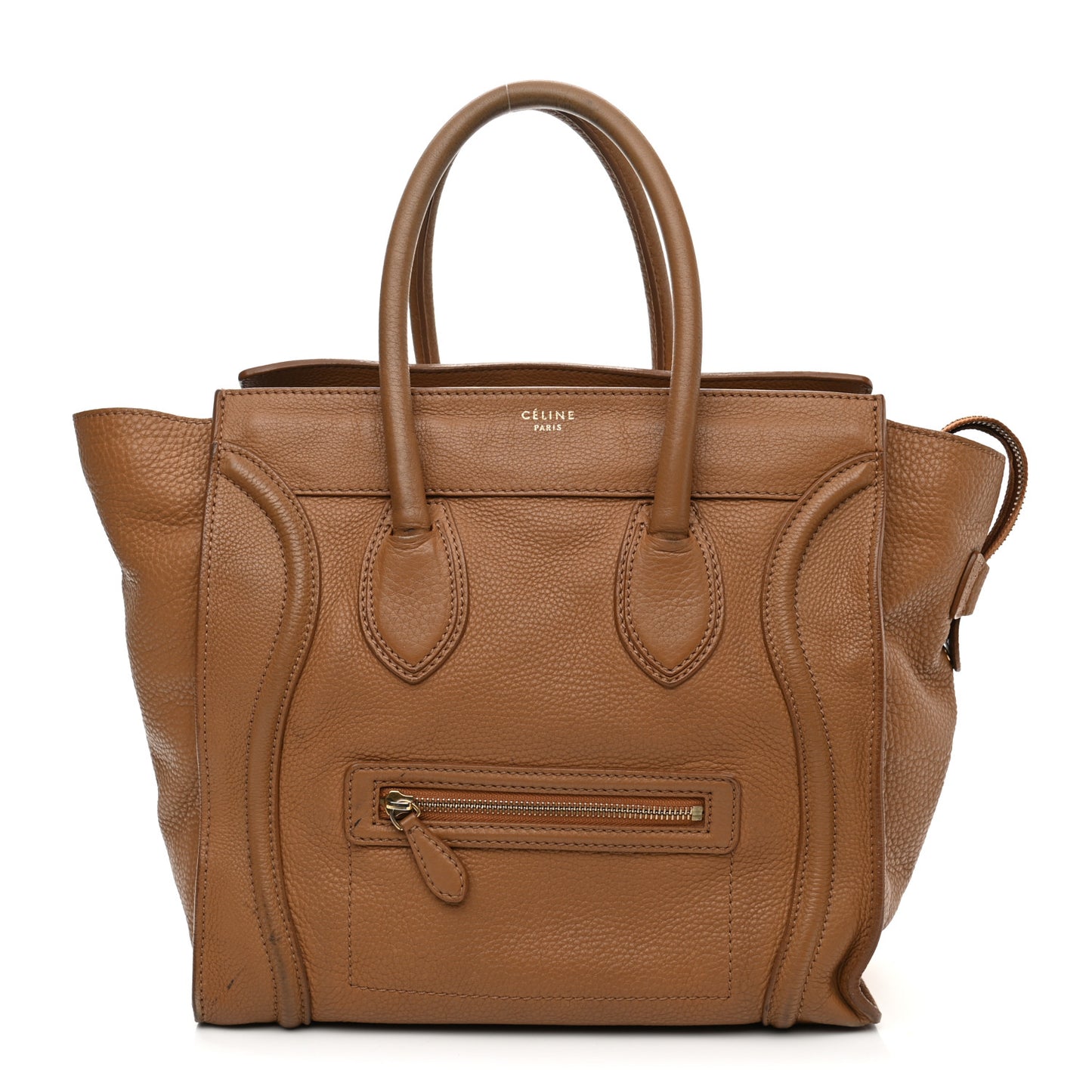 Drummed Calfskin Mini Luggage Camel