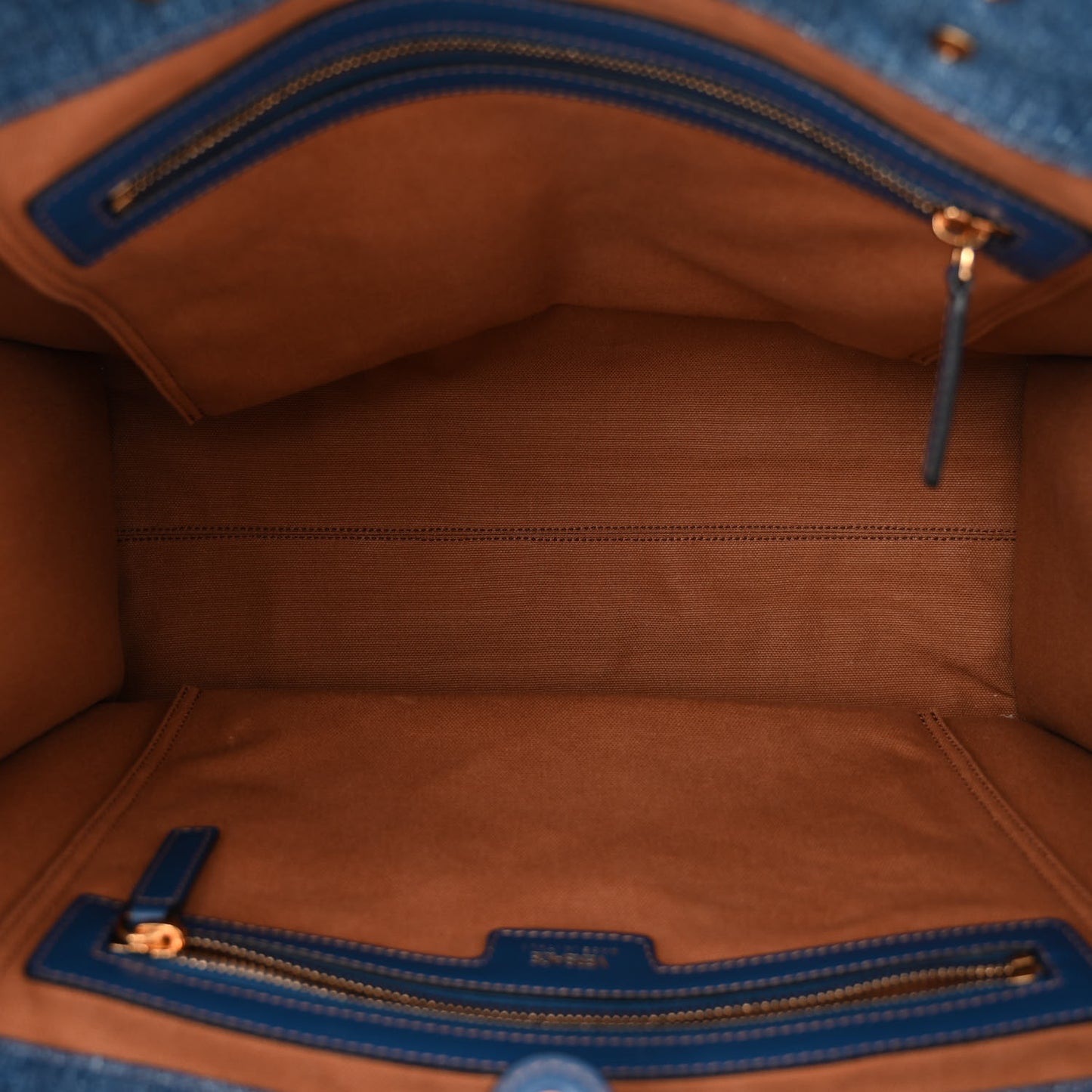 Denim Calfskin La Medusa Tote Bag Blue