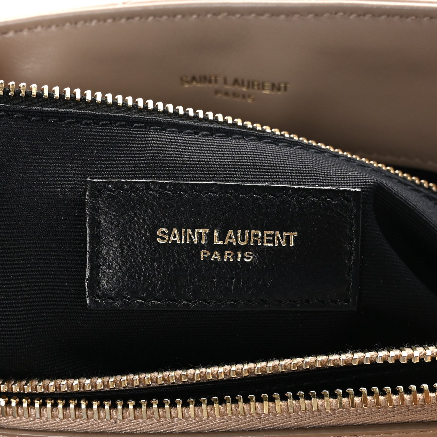 SAINT LAURENT Calfskin Y Quilted Monogram Medium Loulou Chain Satchel Dark Beige