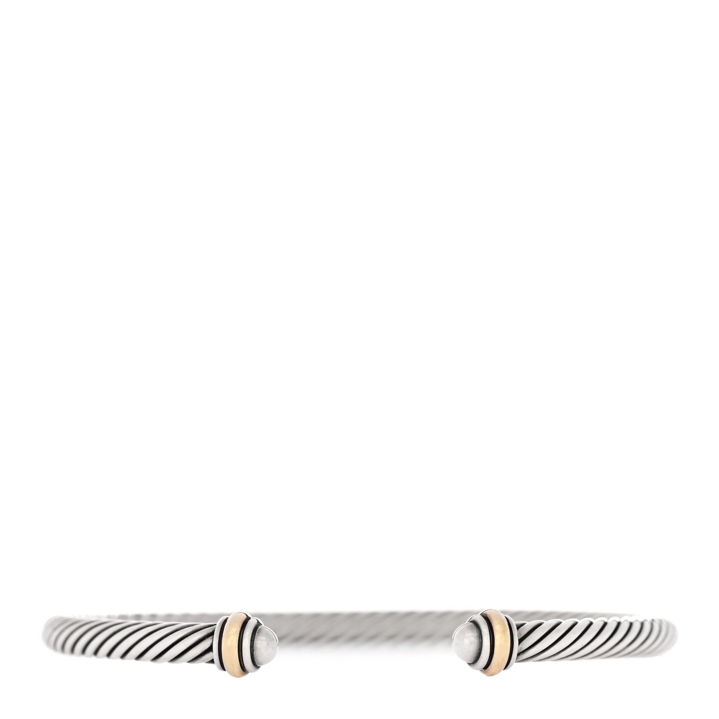 Sterling Silver 18K Yellow Gold 4mm Cable Bracelet