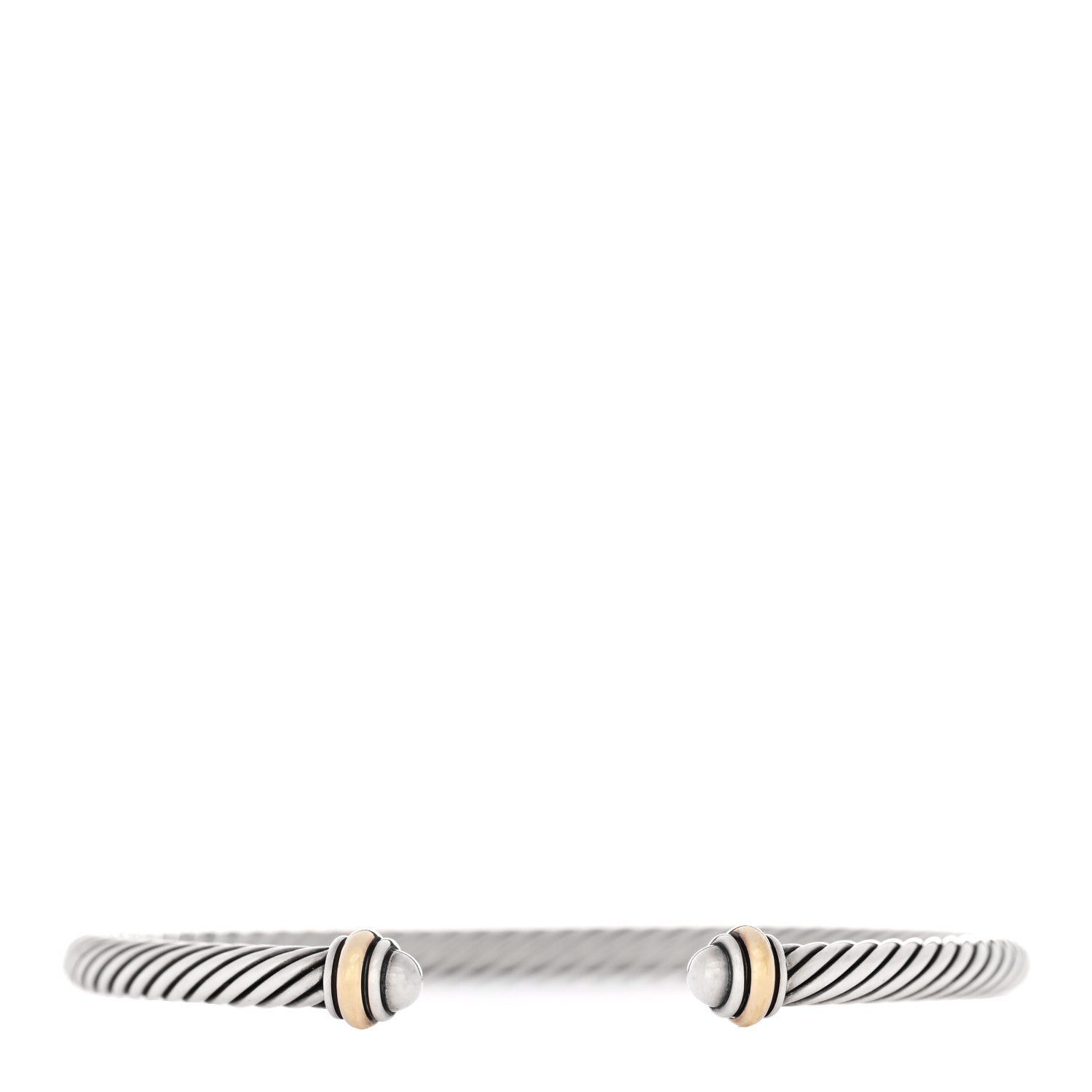 David Yurman Sterling Silver 18K Yellow Gold 4mm Cable Bracelet 1 of 4