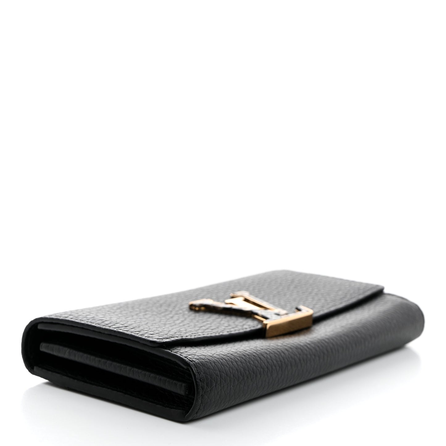Taurillon Capucines Snakeskin Wallet Black