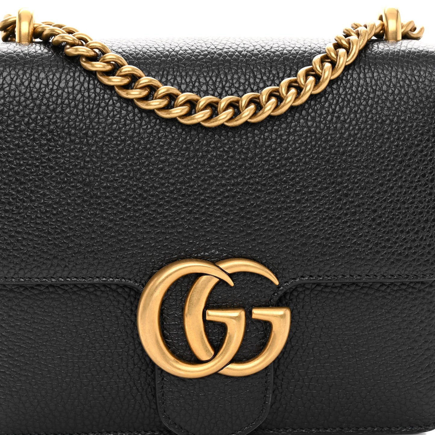 Calfskin Small GG Marmont Chain Shoulder Bag Black