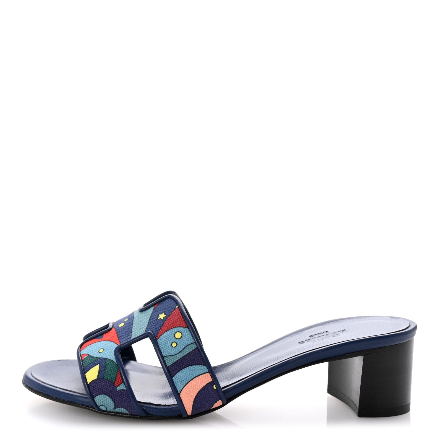 Hermes Canvas Faubourg Rainbow Oasis Sandals 35 Multicolore Bleu